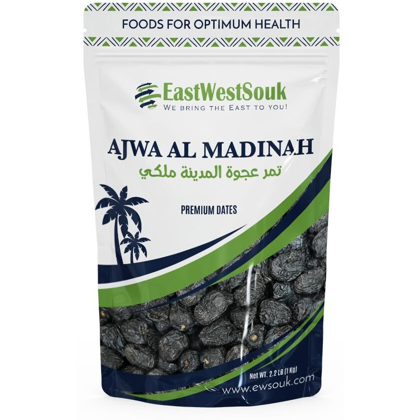 Al Madina Ajwa Dates - Premium Quality - 2.2Lb (1000G) - Imported From Madinah Munawwara, Saudi Arabia - Ramadan Gift Box - Fiber-Rich Snack Dry Fruit