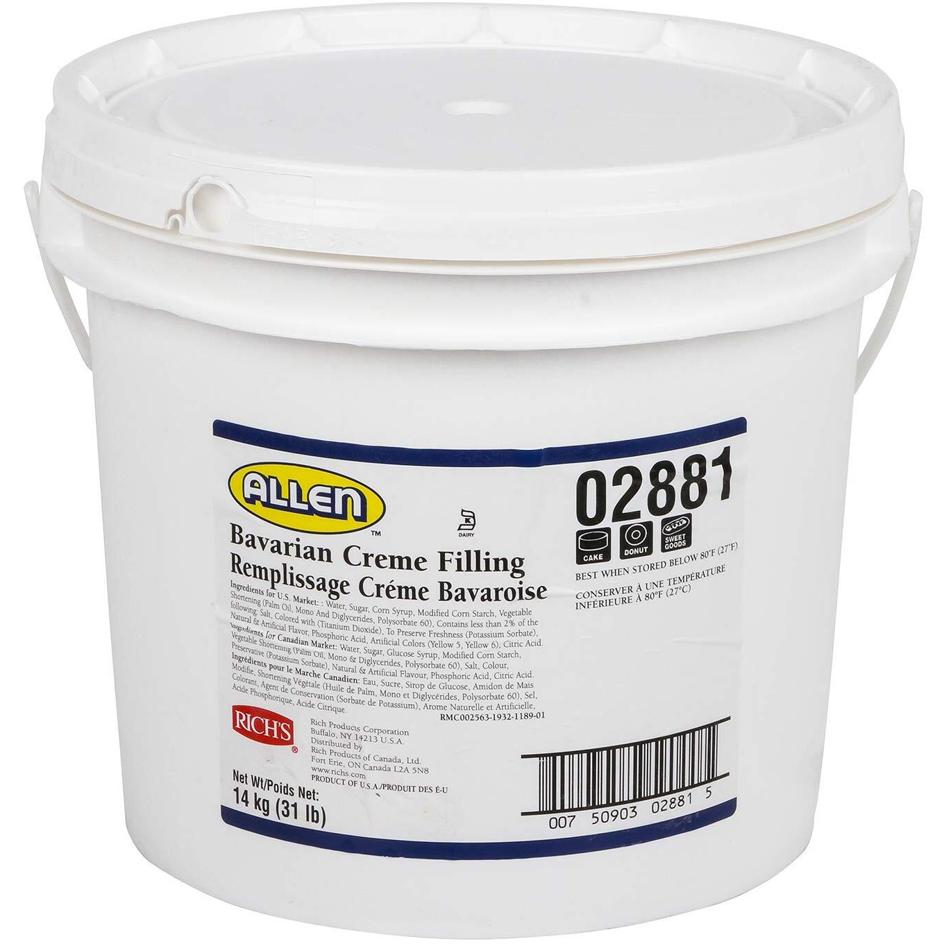Rich's Jw Allen Filling, Bavarian Cream, 496 Oz