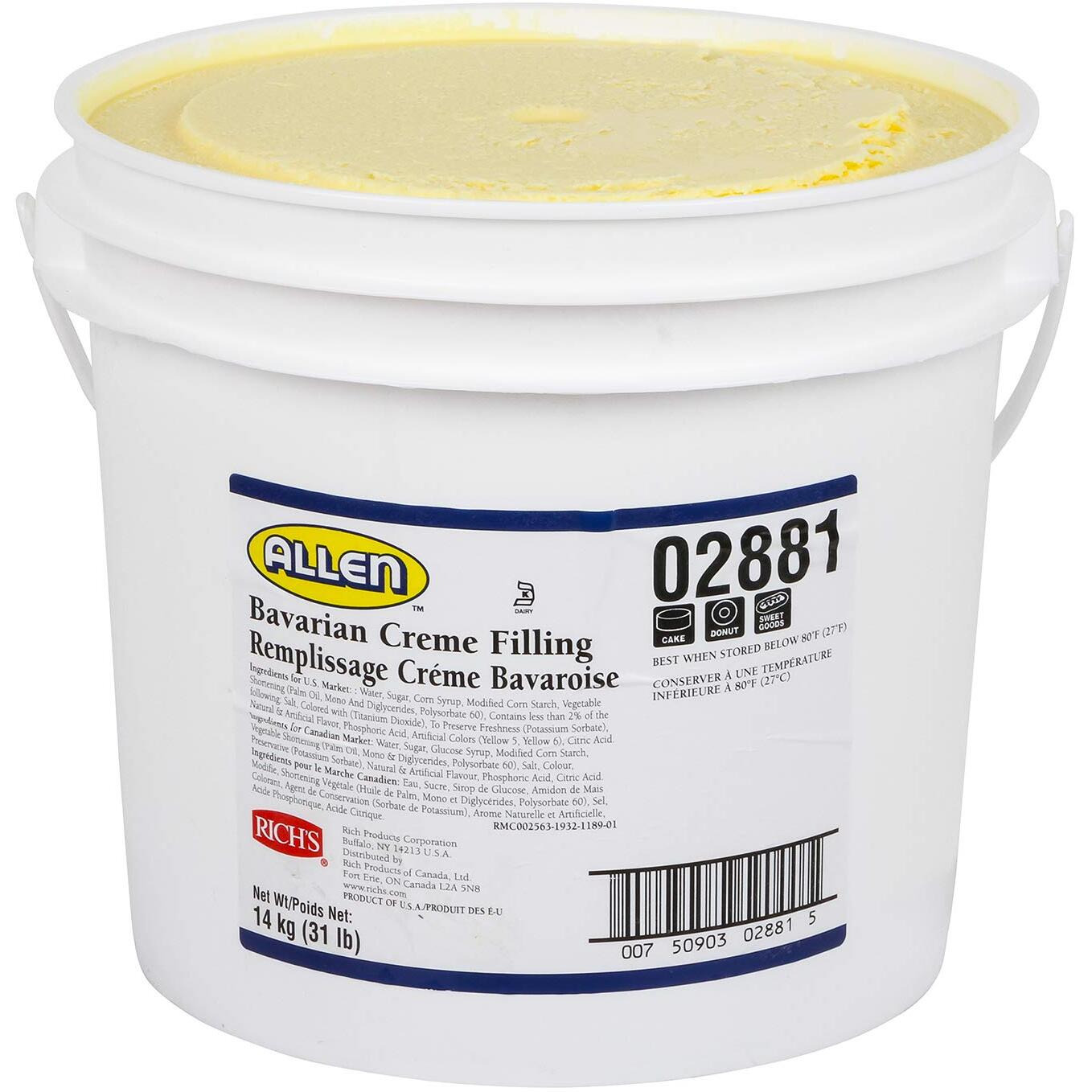 Rich's Jw Allen Filling, Bavarian Cream, 496 Oz