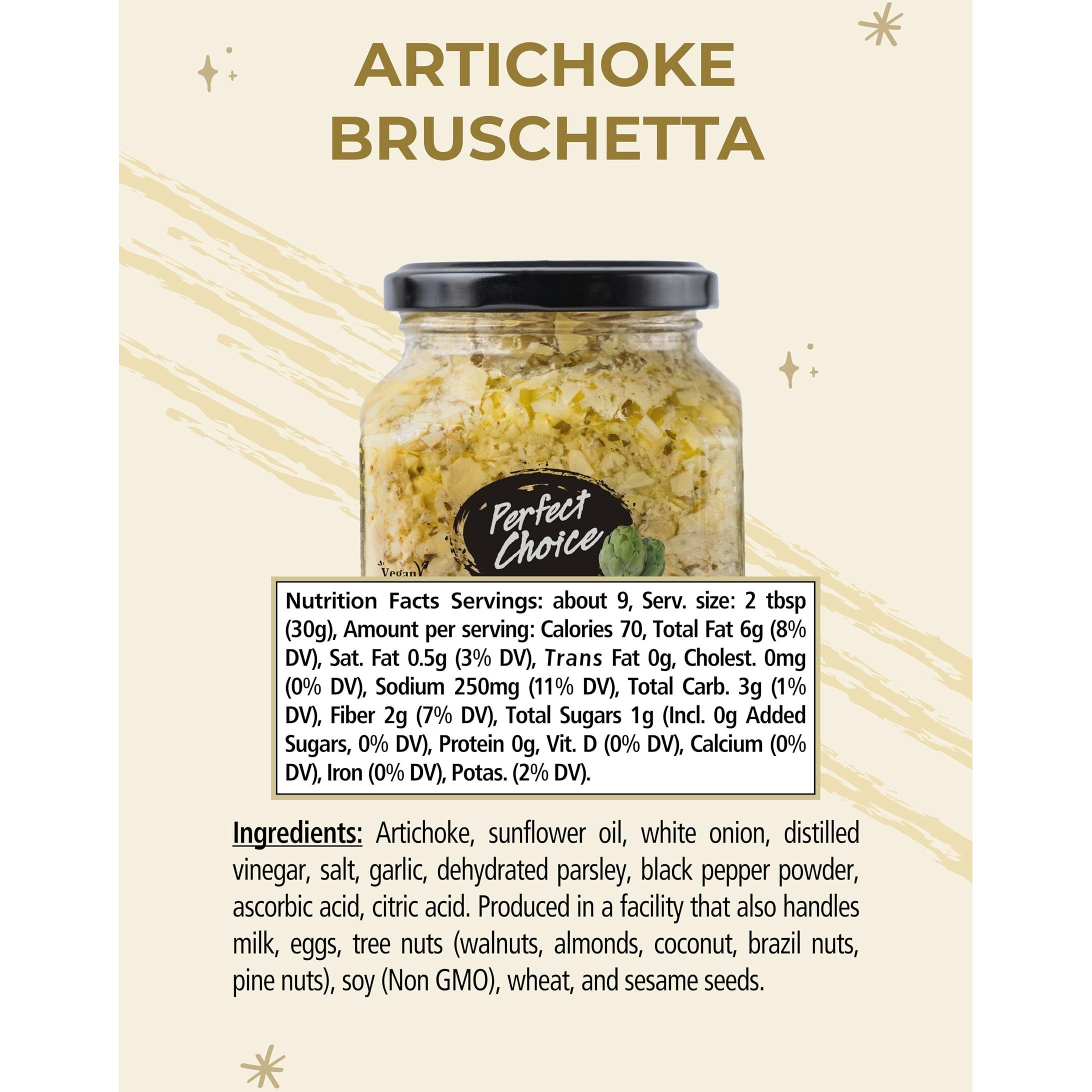 Perfect Choice Artichoke Bruschetta - Delicious Bruschetta Bread Spread - Ready-To-Eat Dip - 9.9 Oz (Pack Of 3)