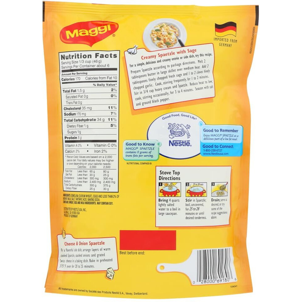 Maggi Spaetzle, 10.5-Ounce Boxes (Pack Of 4)
