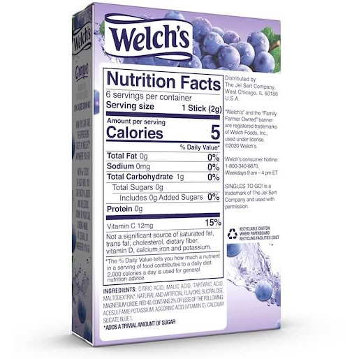 Welch's Singles To Go Drink Mix Grape, 6 Boxes With 6 Packets Each- 36 Total Servings