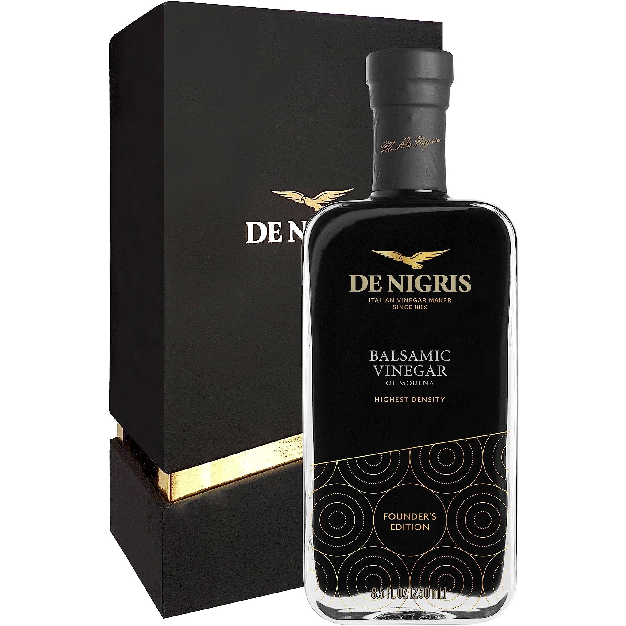 De Nigris Balsamic Vinegar Of Modena Excellence Line Founder's Edition Recipe (70% Grape Must) 8,5 Oz (250Ml) | Balsamic Vinegar From Modena Italy Thick And Intense | Balsamic Vinegar Aged