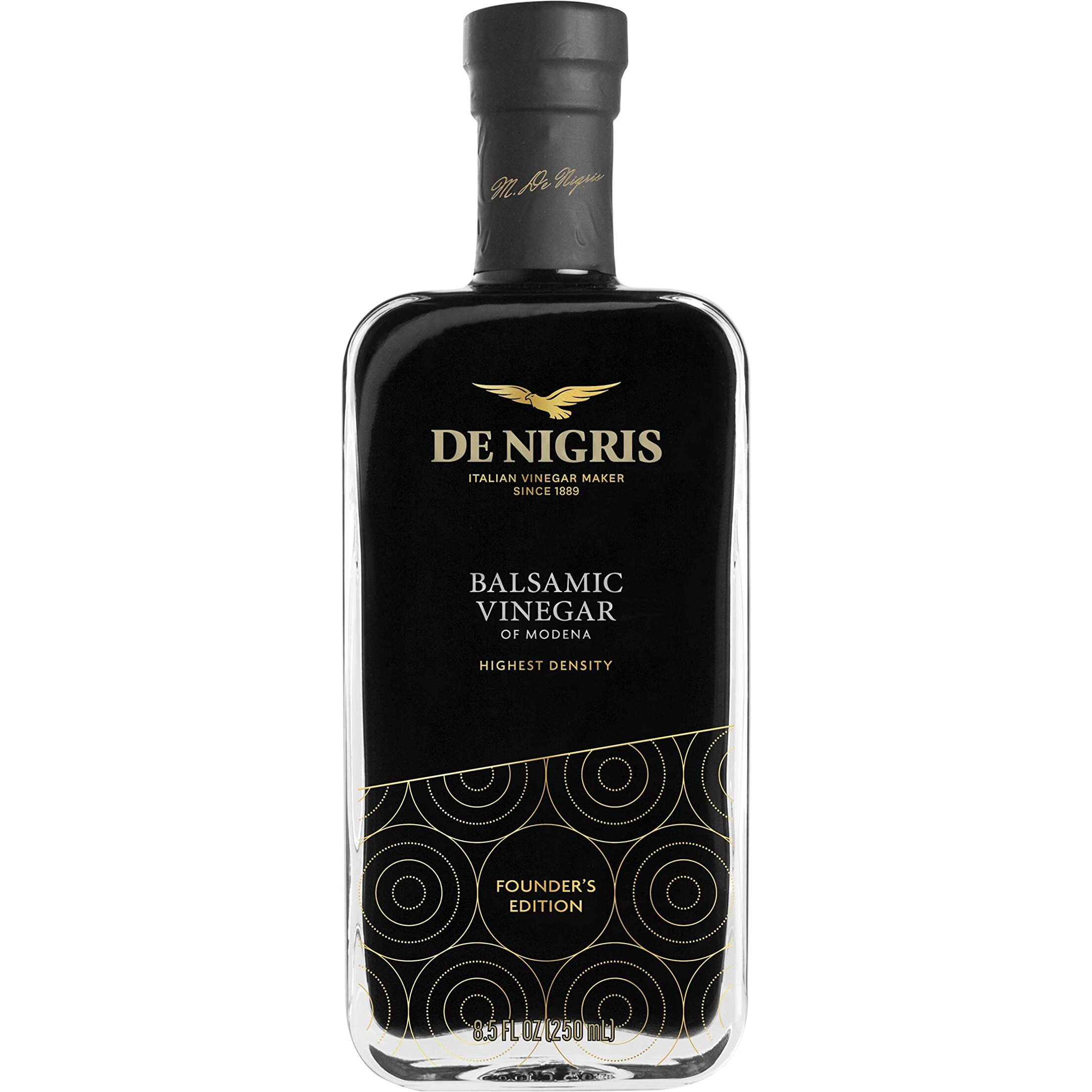 De Nigris Balsamic Vinegar Of Modena Excellence Line Founder's Edition Recipe (70% Grape Must) 8,5 Oz (250Ml) | Balsamic Vinegar From Modena Italy Thick And Intense | Balsamic Vinegar Aged