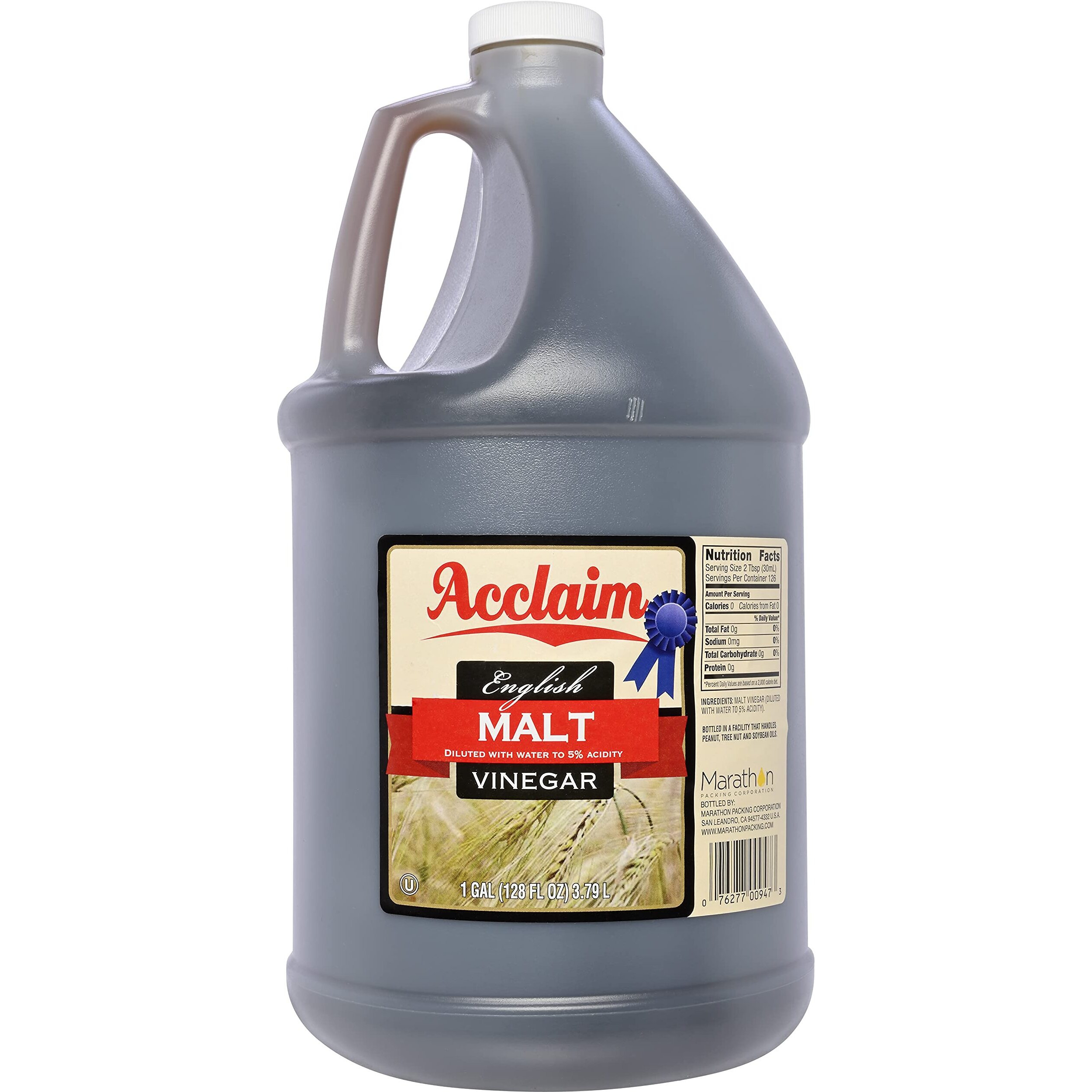 Acclaim English Malt Vinegar, All Natural, 128 Ounces (1 Gallon) - 5% Acidity