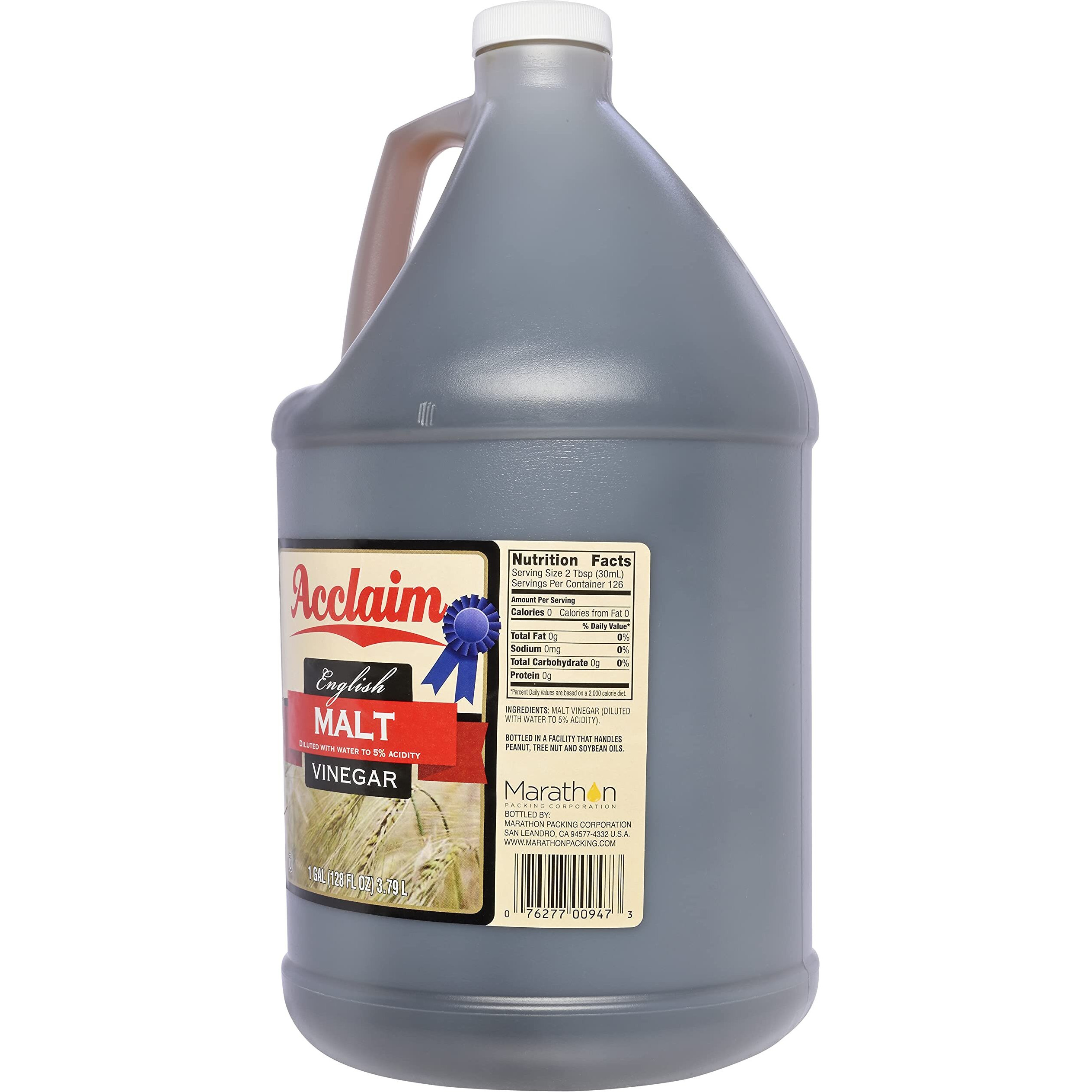 Acclaim English Malt Vinegar, All Natural, 128 Ounces (1 Gallon) - 5% Acidity