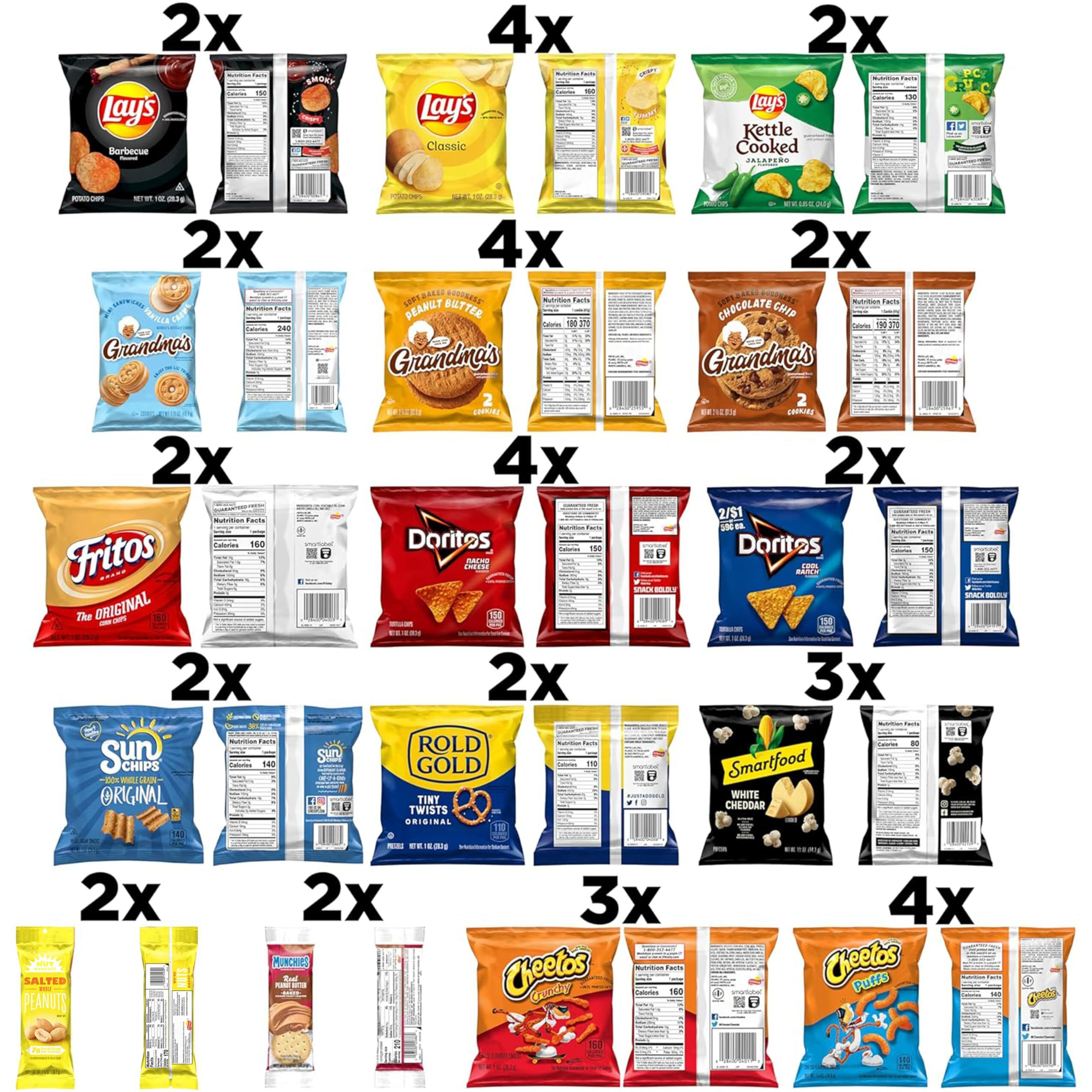 Frito Lay Ultimate Classic Snacks Package, Variety Assortment Of Chips, Cookies, Crackers, & Nuts, (Pack Of 40) (Packaging May Vary)