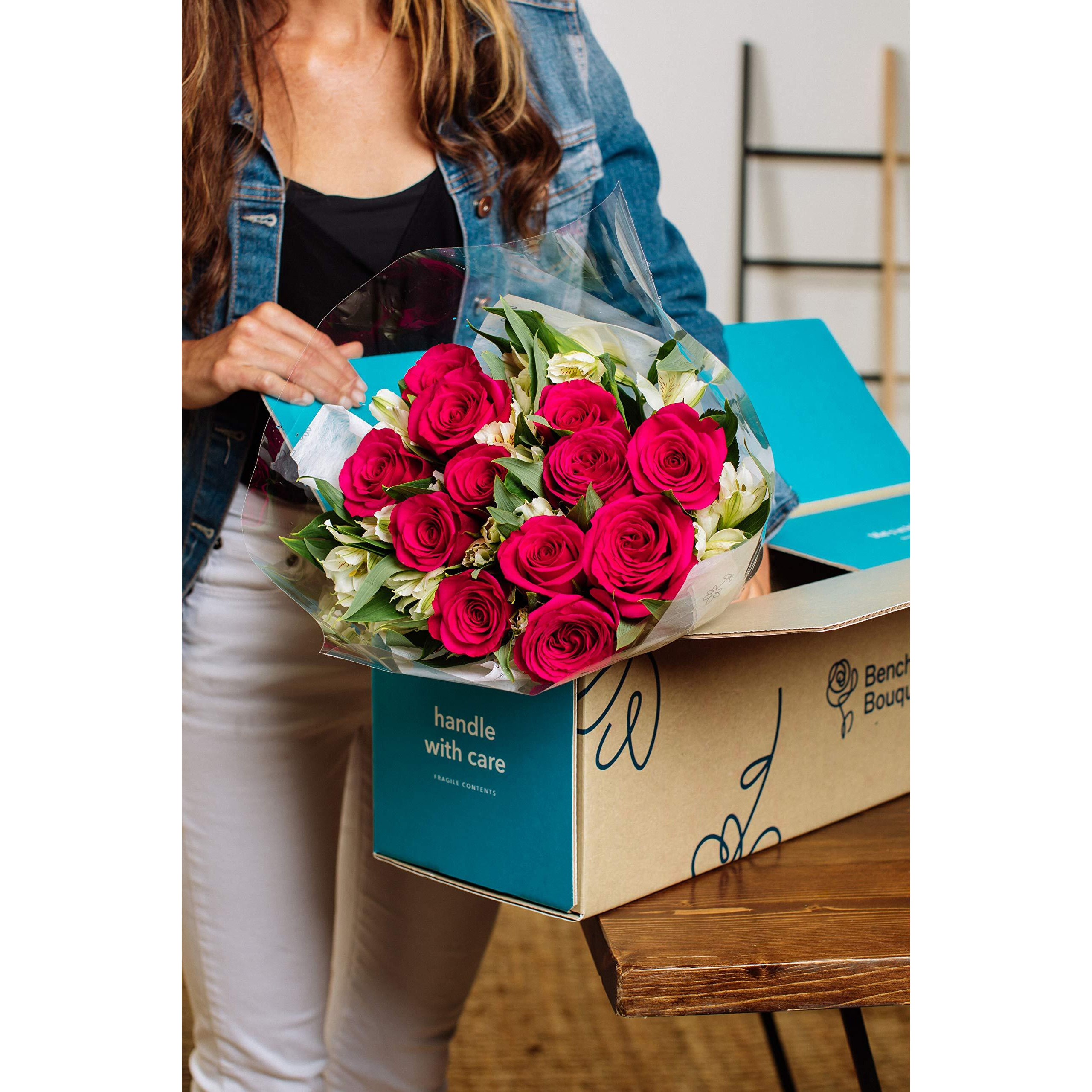 Benchmark Bouquets - Signature Roses & Alstroemeria (Glass Vase Included), Next-Day Delivery, Gift Fresh Flowers For Birthday, Anniversary, Get Well, Sympathy, Graduation, Congratulations, Thank You