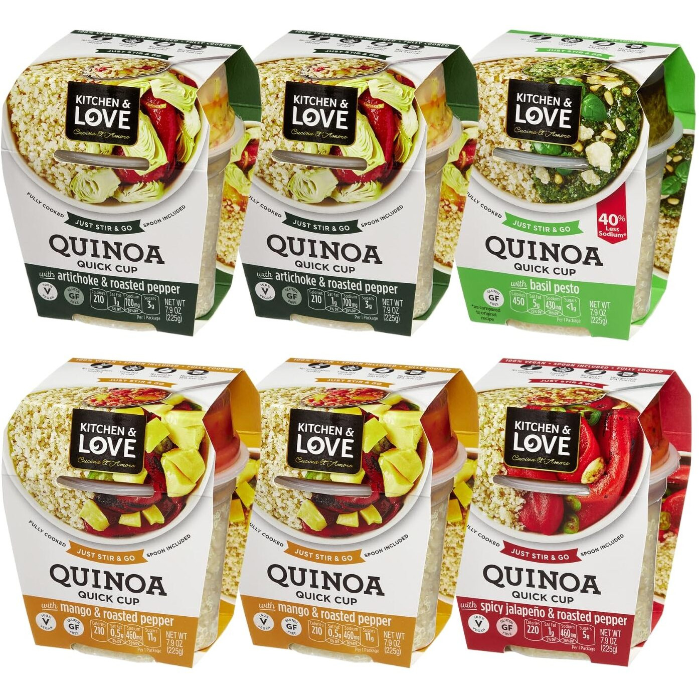 Kitchen & Love Quinoa Quick Meal Variety Box 6-Pack | Gluten Free, Ready-To-Eat, No Refrigeration Required