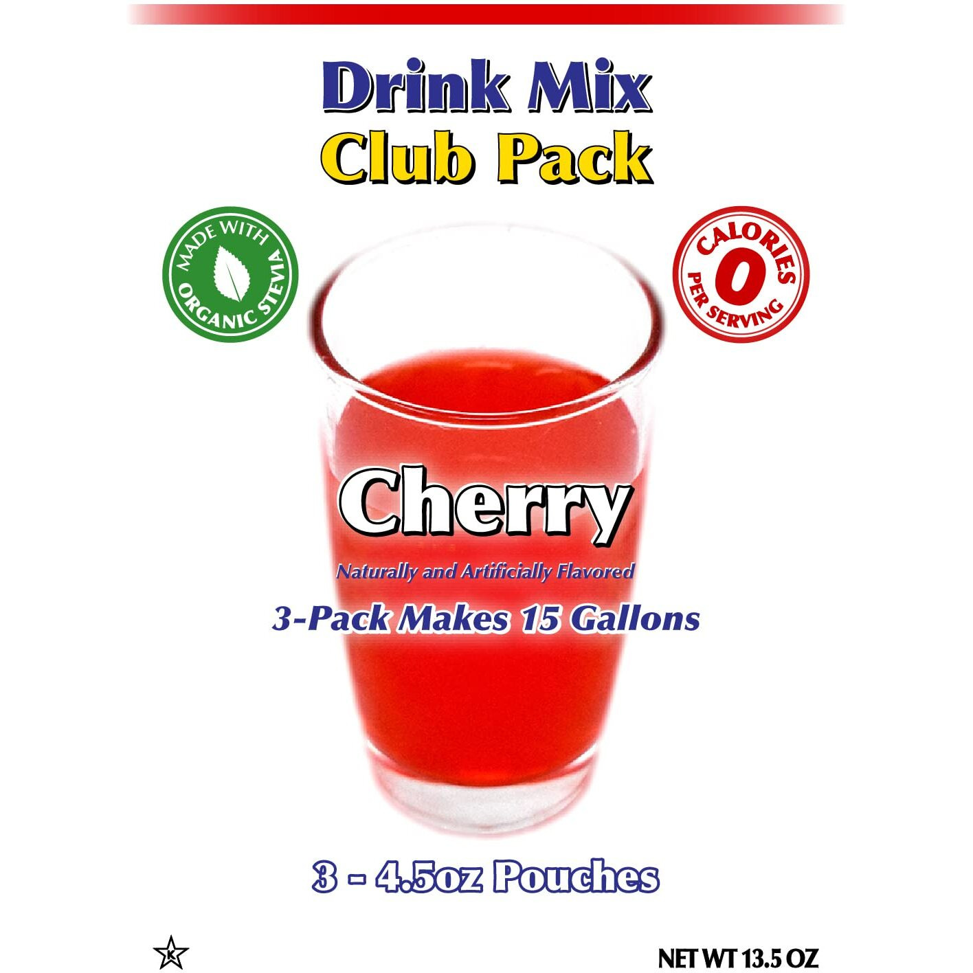 Gramzero Cherry Zero Calorie Sugar Free Drink Mix, Great For Nutrition Club Loaded Teas, Stevia Sweetened