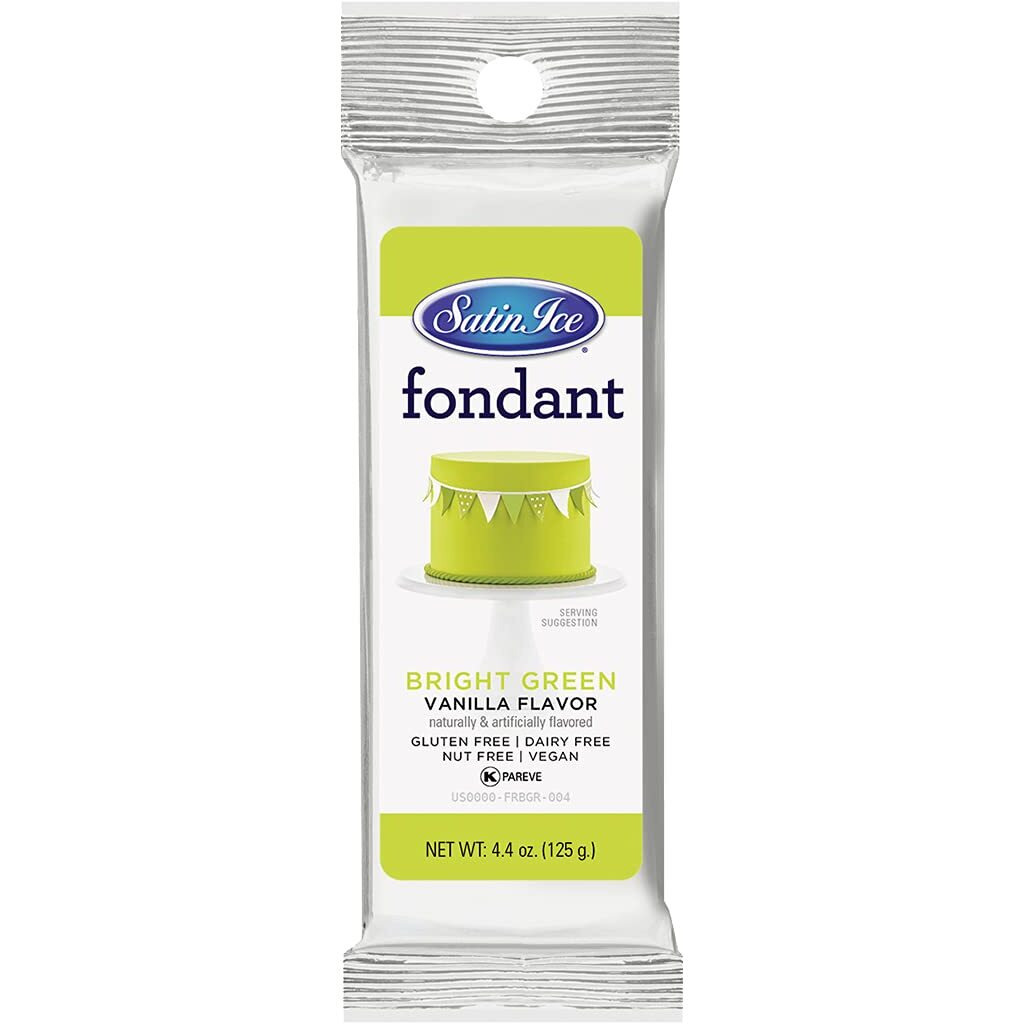 Satin Ice Fondant, Bright Green, 4.4 Ounce