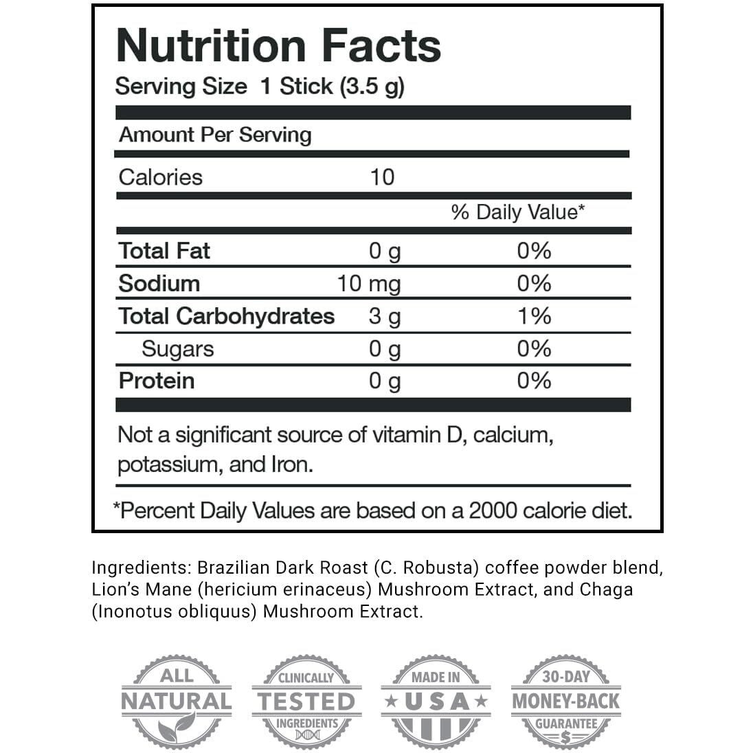 Javita Immune + Defend Mushroom Coffee - South American Dark Roast Robusta W/Chaga & Lions Mane, Overall Immune Health Support, Organic & Keto Friendly 24 (3.5G) Sticks, 2 Boxes