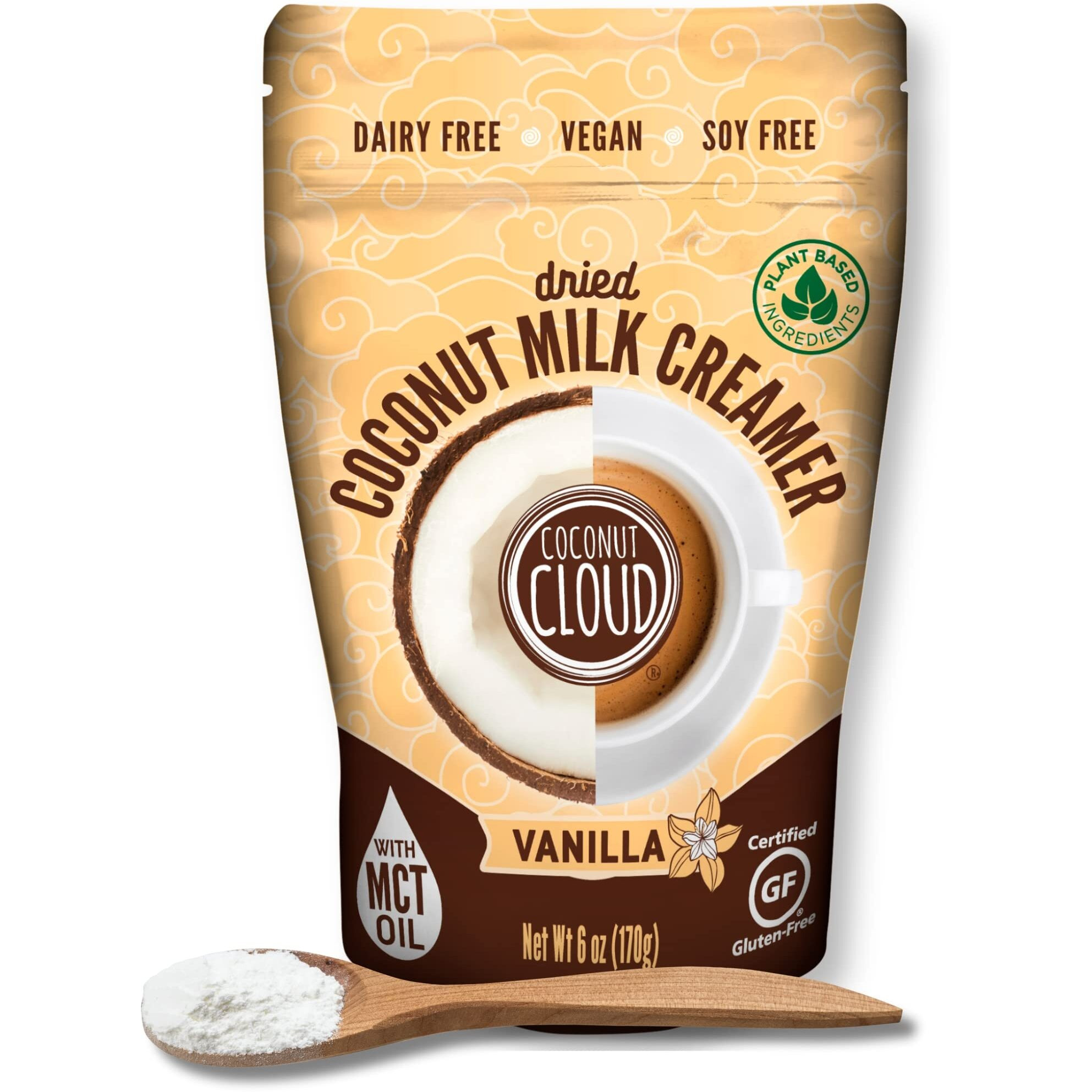 Coconut Cloud Dairy-Free Coffee Creamer | Minimally Processed, Shelf Stable. Made From Coconut Powdered Milk. | Vegan, Gluten Free, Non-Gmo. (Home, Office, Travel), Creamers (Vanilla Pouch)