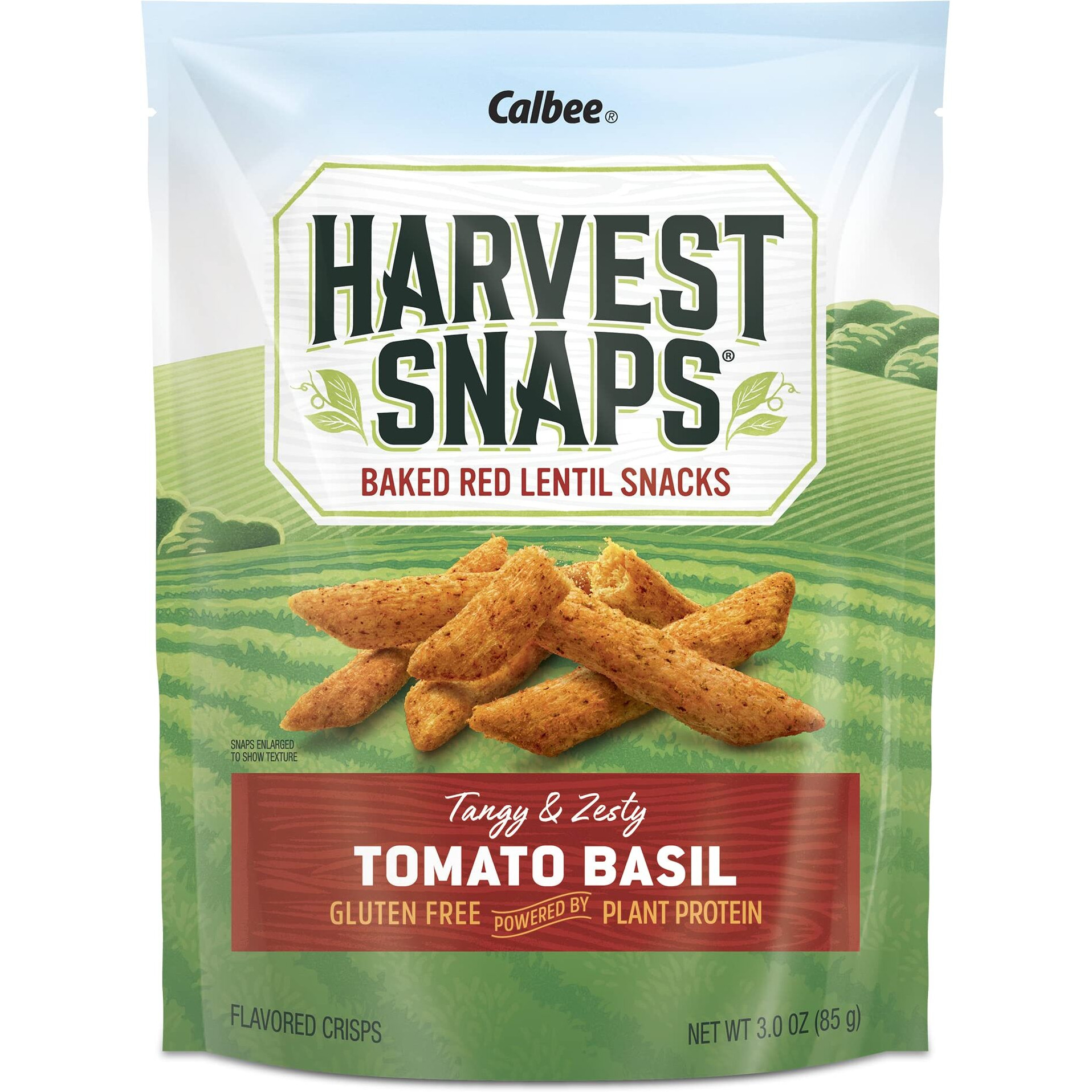 Harvest Snaps Veggie Chips (Red Lentil Snack Crisps Tomato Basil, 3.0 Oz) | Powered By Plant Protein, Gluten Free, Non-Gmo Baked Vegetable Crisps | Made In Usa (12 Pack)