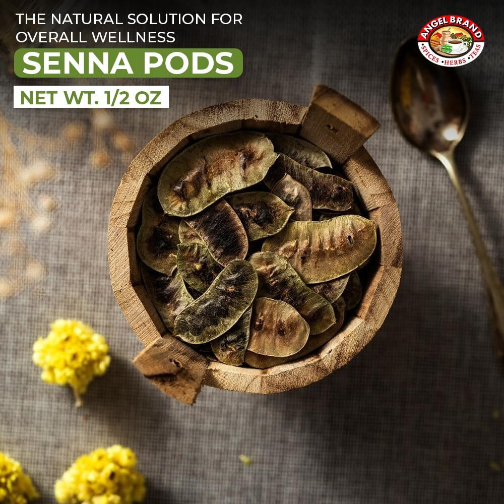 Angel Brand Senna Pods - 0.5 Oz Pouch Pack Of 3 - Sourced From Senna Plant - Senna Leaf Rich Compounds And Meticulously Harvested, Processed With Purity - Senna Pods Trusted Herbal Solution