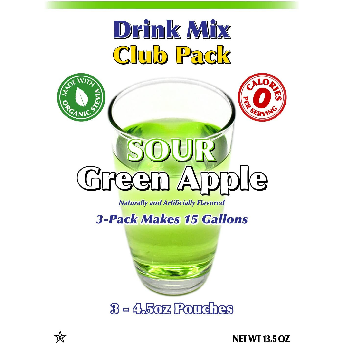 Gramzero Sour Green Apple Zero Calorie Sugar Free Drink Mix, Great For Nutrition Club Loaded Tea, Stevia Sweetened