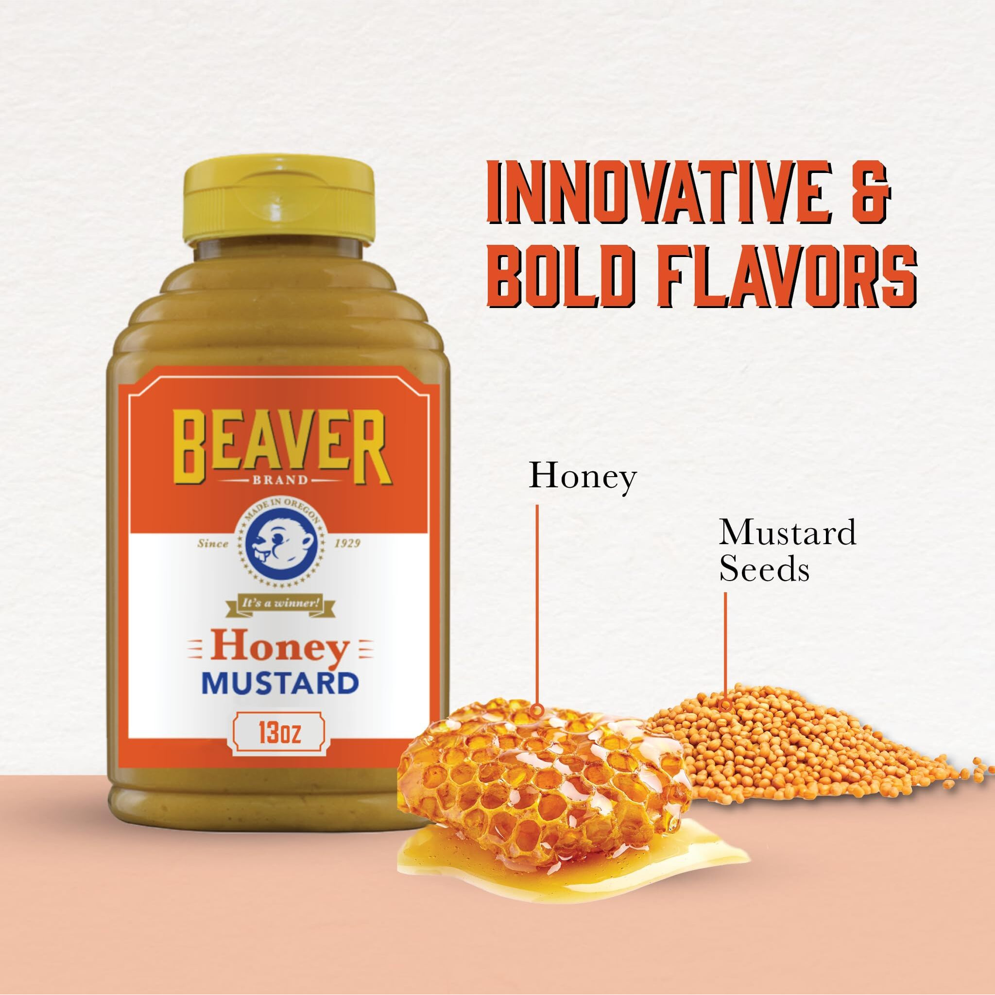 Beaver Sweet Honey Mustard, 13 Oz Squeeze Bottle