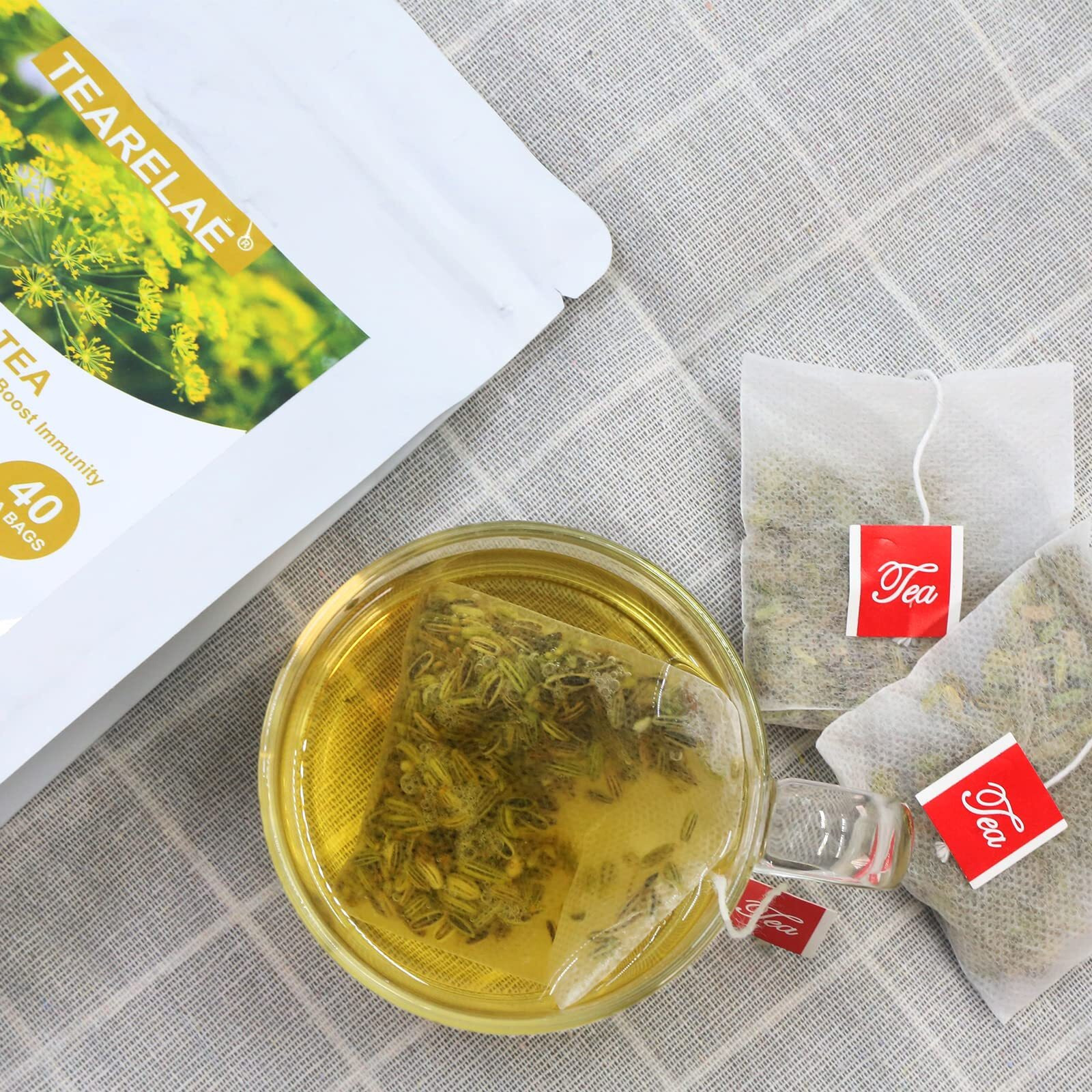 Tearelae - Fennel Tea - 4G X 40 Count - Whole Fennel Seeds Herbal Tea Bags - Promotes Digestive Health - Non-Gmo - Caffeine- Free
