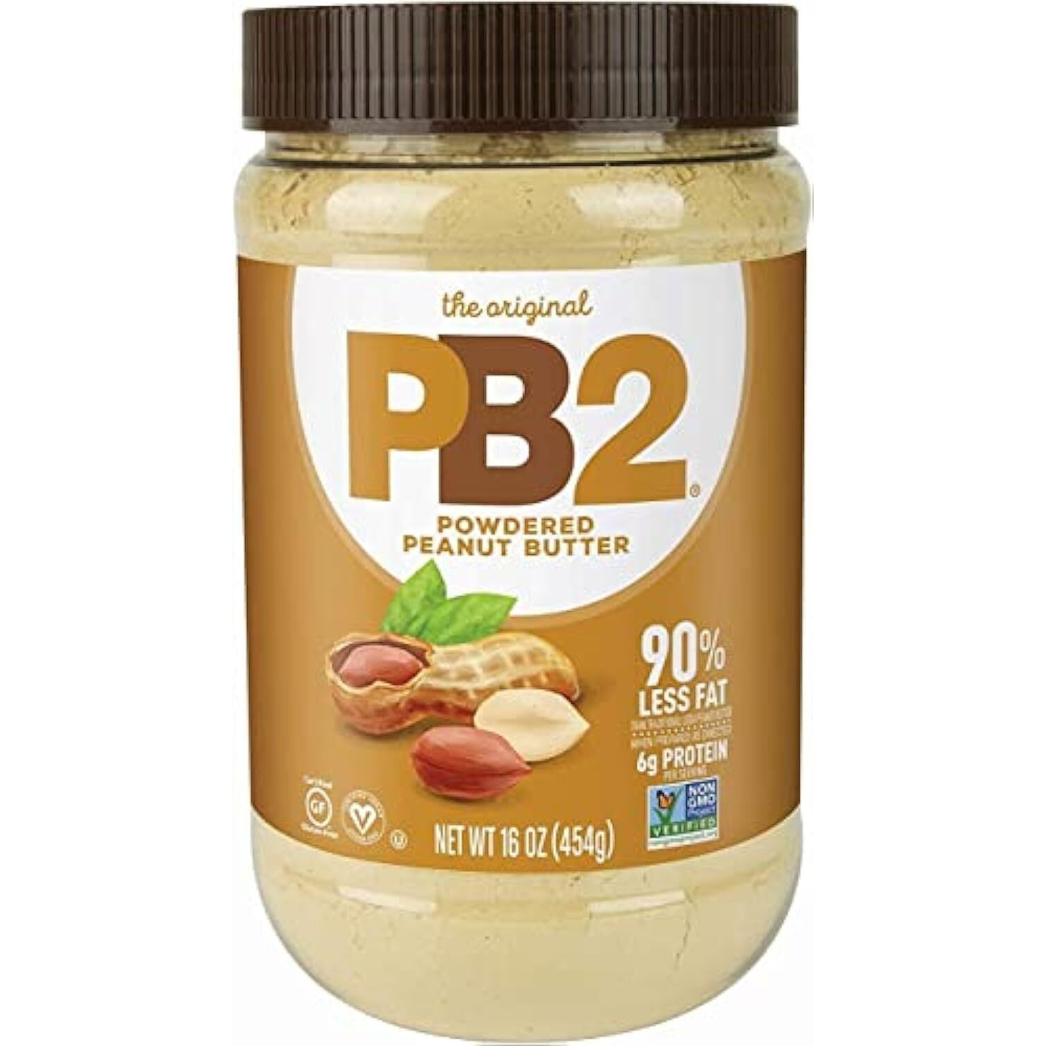 Pb2 Original Powdered Peanut Butter - 16 Oz Jar, 6G Of Protein, 90% Less Fat, Certified Gluten Free, Only 60 Calories Per Serving, Perfect For Protein Shakes, Smoothies, And Low-Carb, Keto Diets