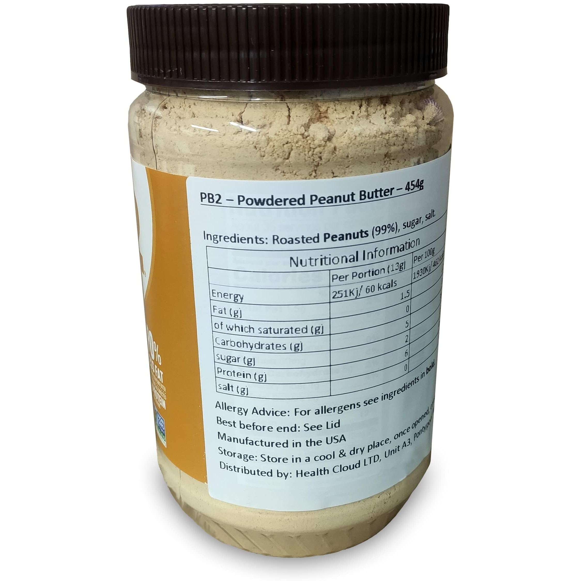 Pb2 Original Powdered Peanut Butter - 16 Oz Jar, 6G Of Protein, 90% Less Fat, Certified Gluten Free, Only 60 Calories Per Serving, Perfect For Protein Shakes, Smoothies, And Low-Carb, Keto Diets