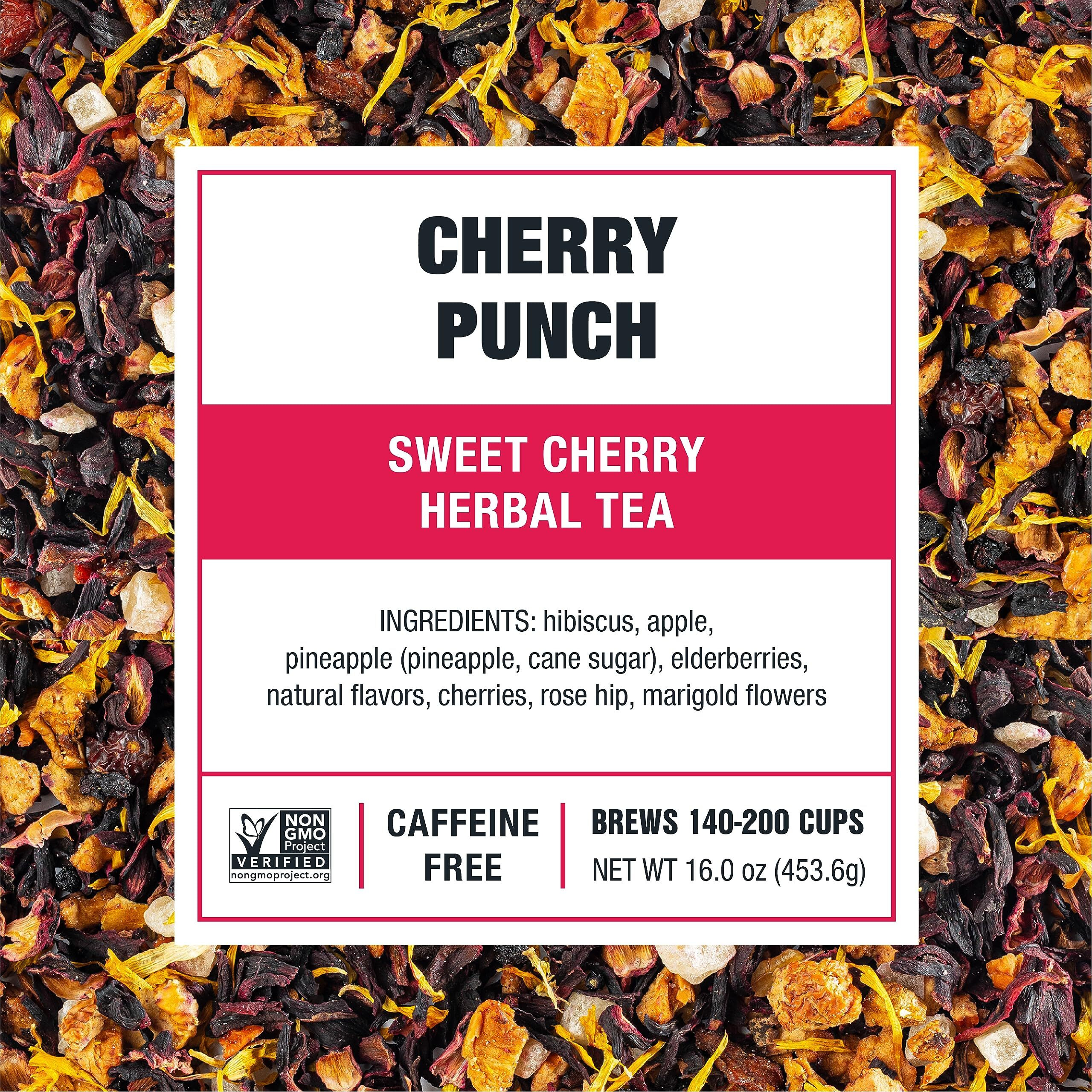 Tiesta Tea - Cherry Punch | Sweet Cherry Herbal Tea | Premium Loose Leaf Blend | Non-Caffeinated Fruit Tea | Hot Or Iced Up To 200 Cups | Crafted With Natural Ingredients - 16Oz Resealable Pouch