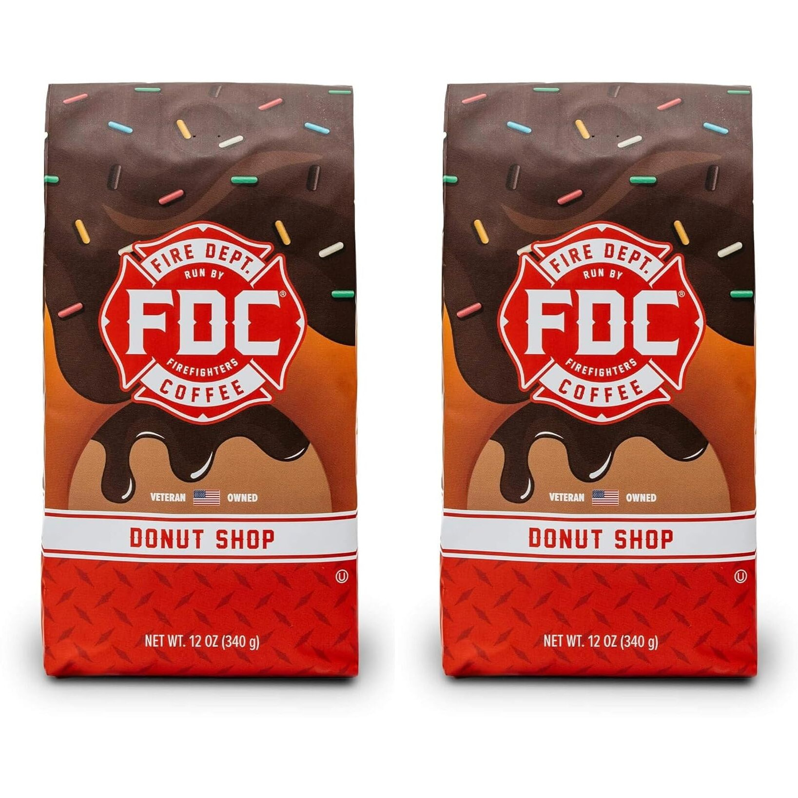 Fire Department Coffee - Gives Back To Firefighters - Donut Shop Ground Coffee - Sweet & Smooth - Medium Roast - Roasted In The Usa - Handcrafted With Premium Coffee Beans - Veteran Owned (12 Oz, Pack Of 2)
