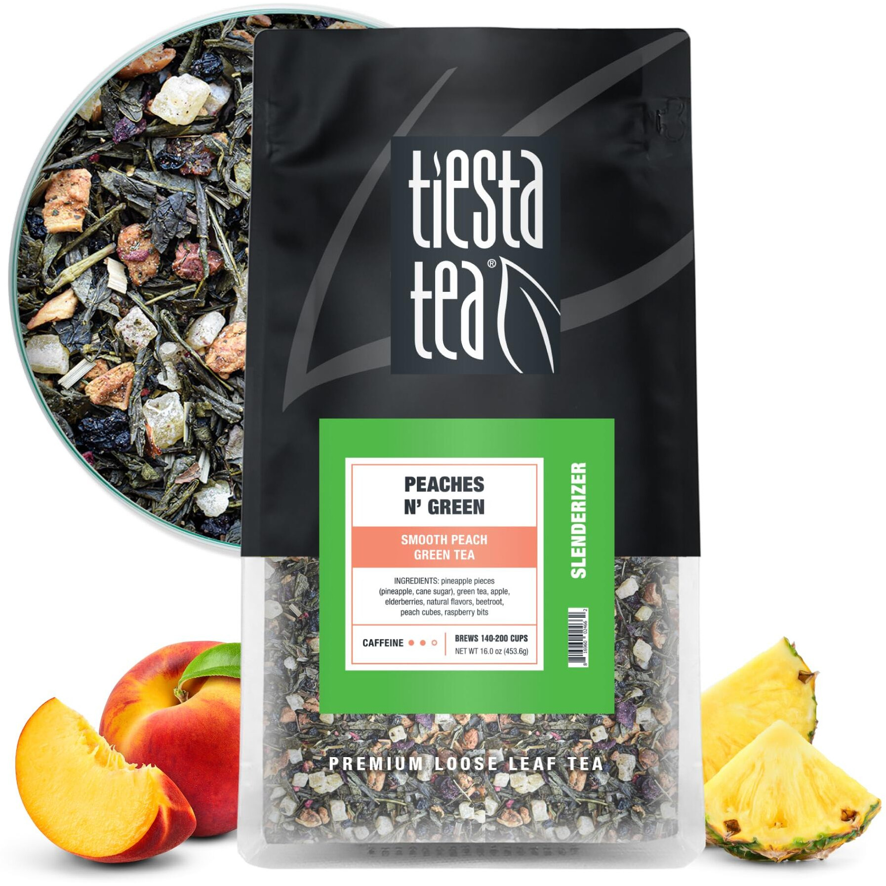 Tiesta Tea - Peaches N Green | Smooth Peach Green Tea | Premium Loose Leaf Tea Blend | Medium Caffeinated Green Tea | Make Hot Or Iced Tea & Brews Up To 200 Cups - 12 Ounce Resealable Bulk Pouch