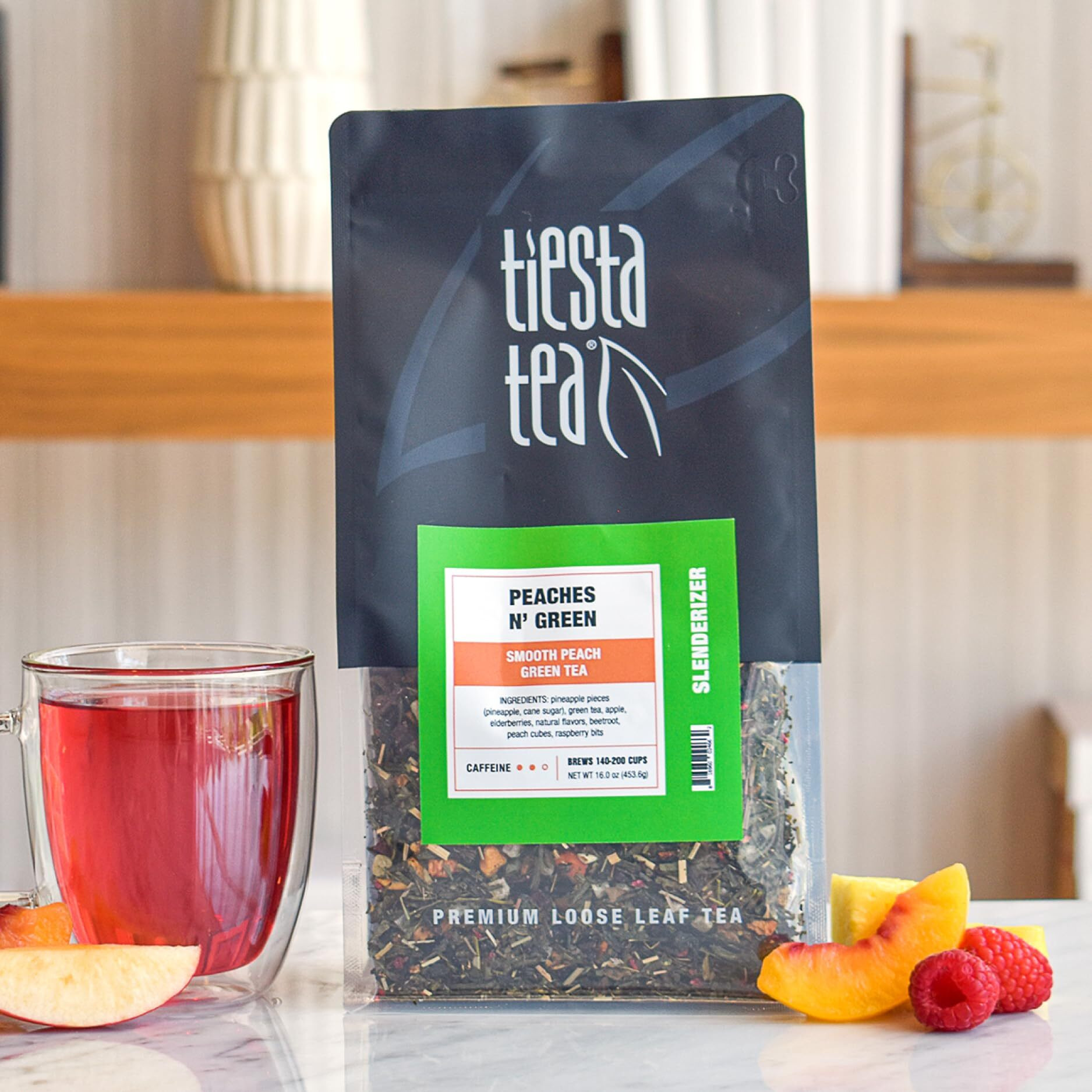 Tiesta Tea - Peaches N Green | Smooth Peach Green Tea | Premium Loose Leaf Tea Blend | Medium Caffeinated Green Tea | Make Hot Or Iced Tea & Brews Up To 200 Cups - 12 Ounce Resealable Bulk Pouch