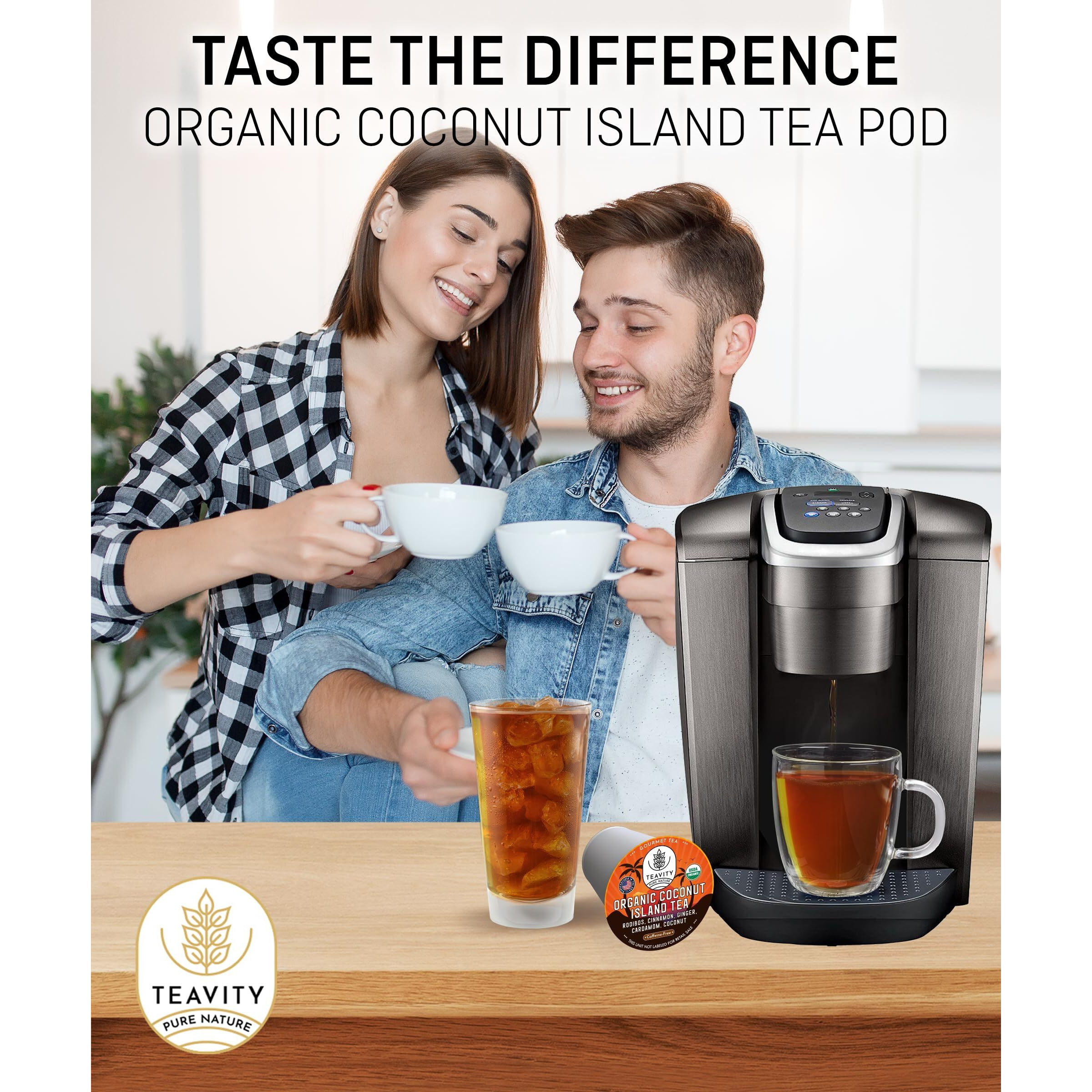 Coconut Rooibos Tea Pods For Keurig - Organic Ginger Tea, Rooibos, Cinnamon, Cardamom, Coconut By Coconut Island Teavity (12 Tea Pods)