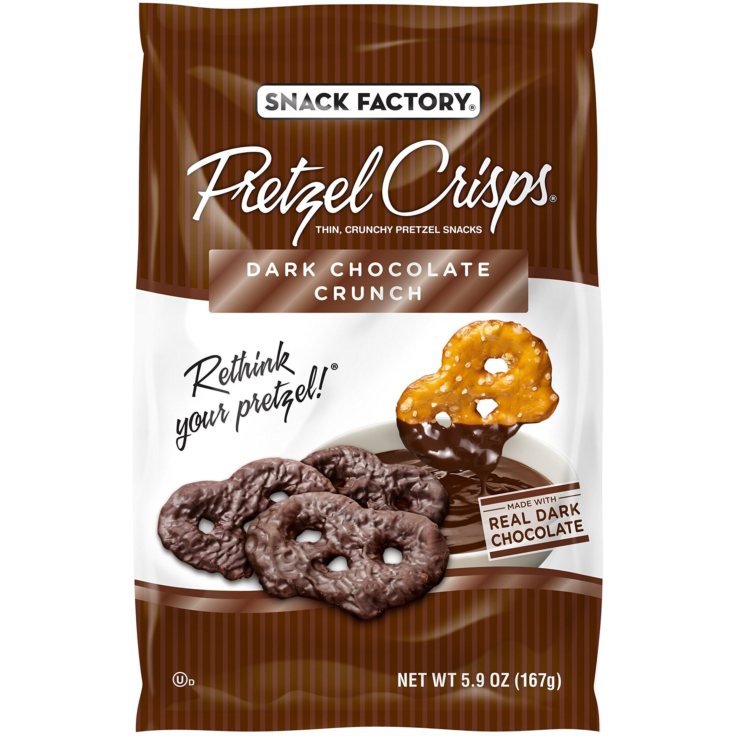 Snack Factory Pretzel Crisps Dark Chocolate Covered Pretzels 5.5 Ounce