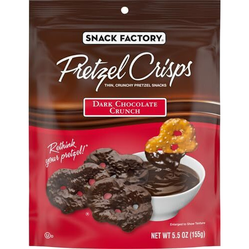 Snack Factory Pretzel Crisps Dark Chocolate Covered Pretzels 5.5 Ounce