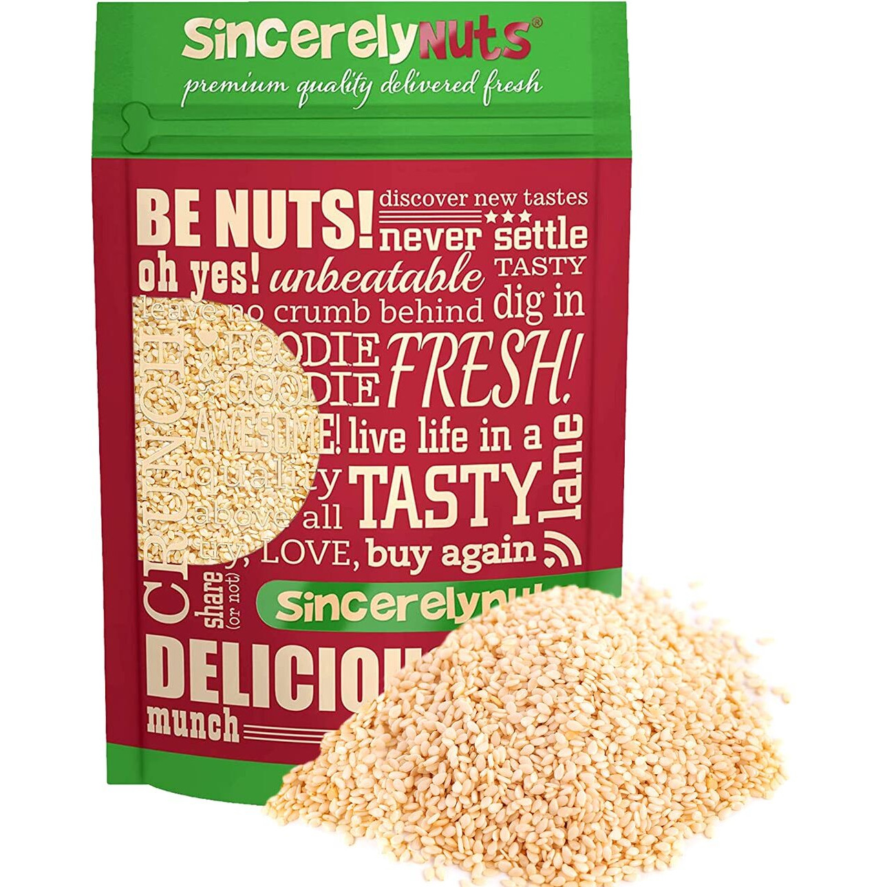 Sincerely Nuts Hulled Sesame Seeds | A Heart Healthy Snack Rich In Fiber, Minerals & Antioxidants | Source Of Plant Based Protein | Gluten Free & Kosher, Bulk 5(Lb) Bag