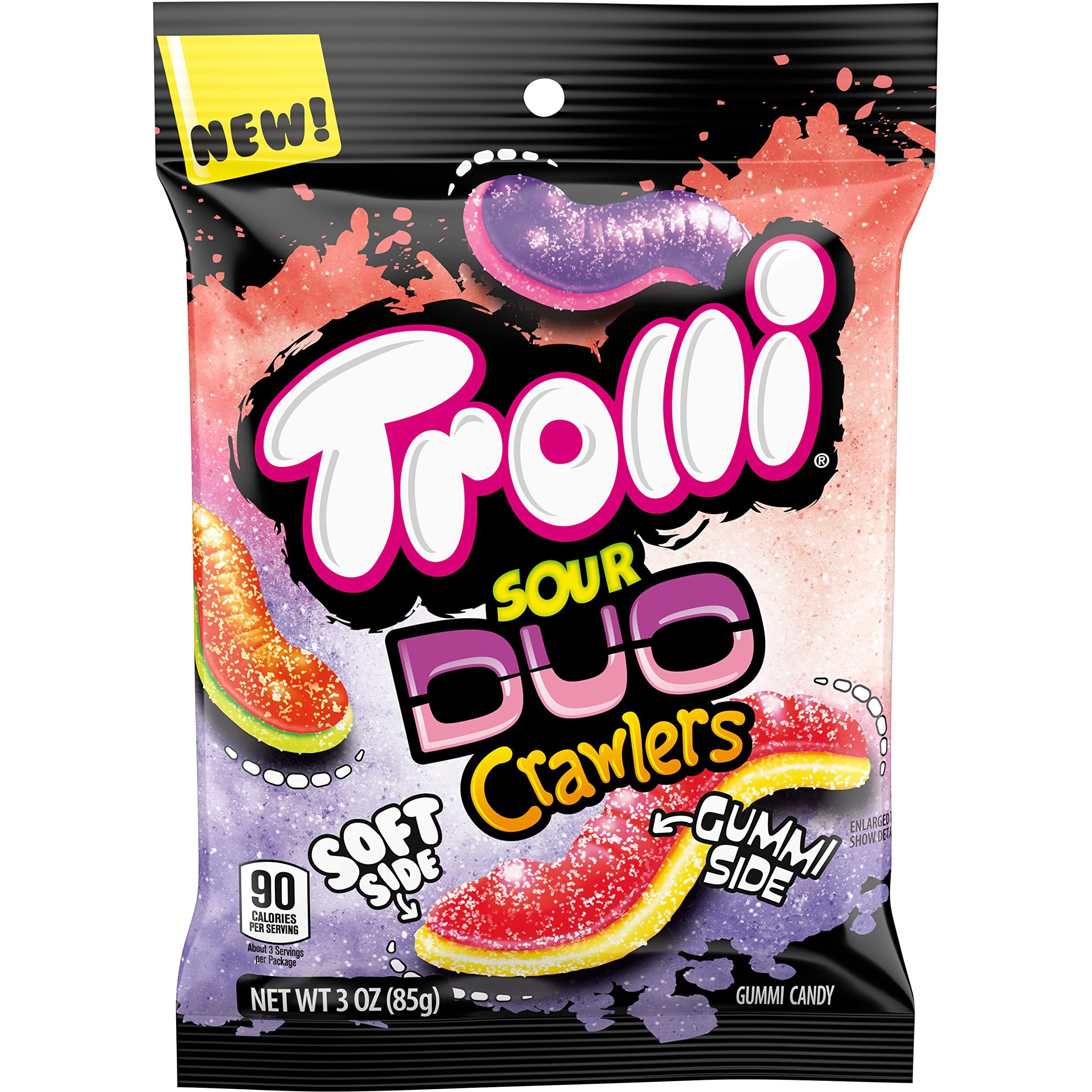 Trolli Sour Brite Duo Crawlers Candy, 3 Ounce Bags (Pack Of 12)