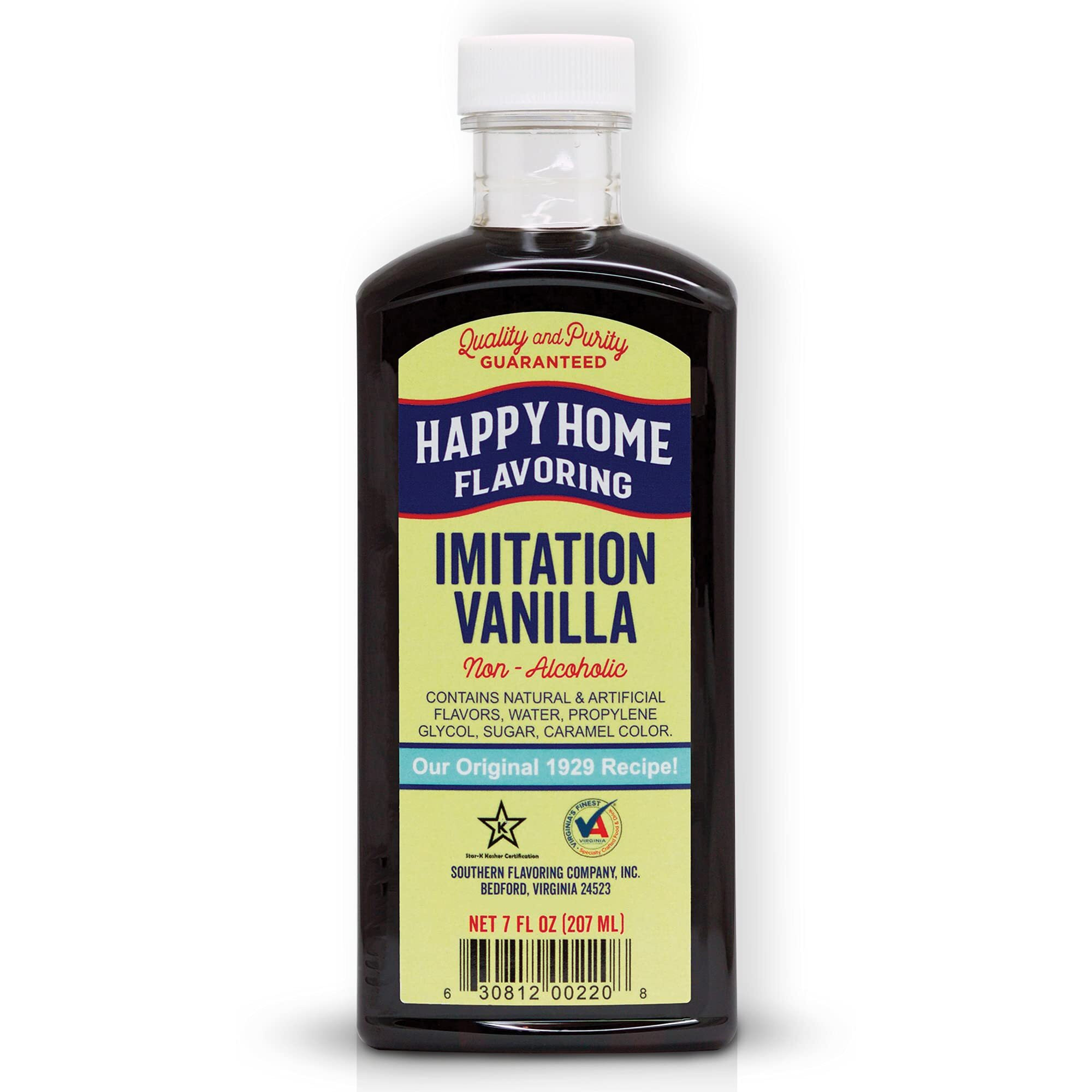 Happy Home Imitation Vanilla Flavoring, Non-Alcoholic, Certified Kosher, 7 Oz.