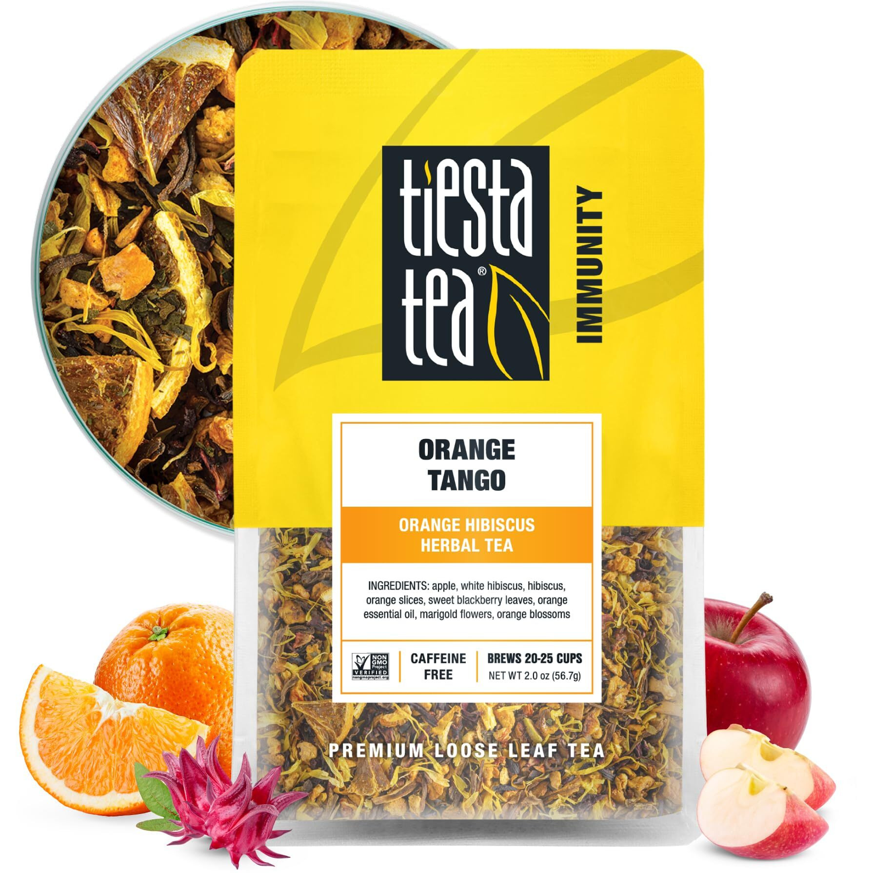 Tiesta Tea - Orange Tango | Orange Hibiscus Herbal Tea | Premium Loose Leaf Tea Blend | Non-Caffeinated Fruit Tea | Make Hot Or Iced & Up To 25 Cups | Made W/Natural Ingredients, 2Oz Resealable Pouch