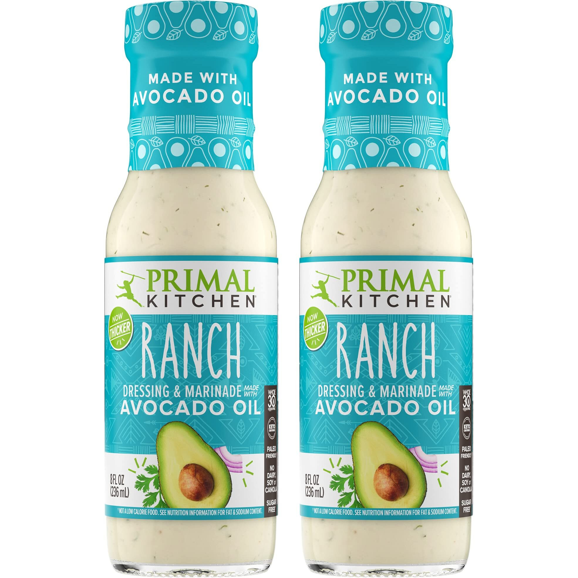 Primal Kitchen Ranch Dressing & Marinade, Made With Avocado Oil And Cage-Free Eggs, 8 Fluid Ounces, Pack Of 2