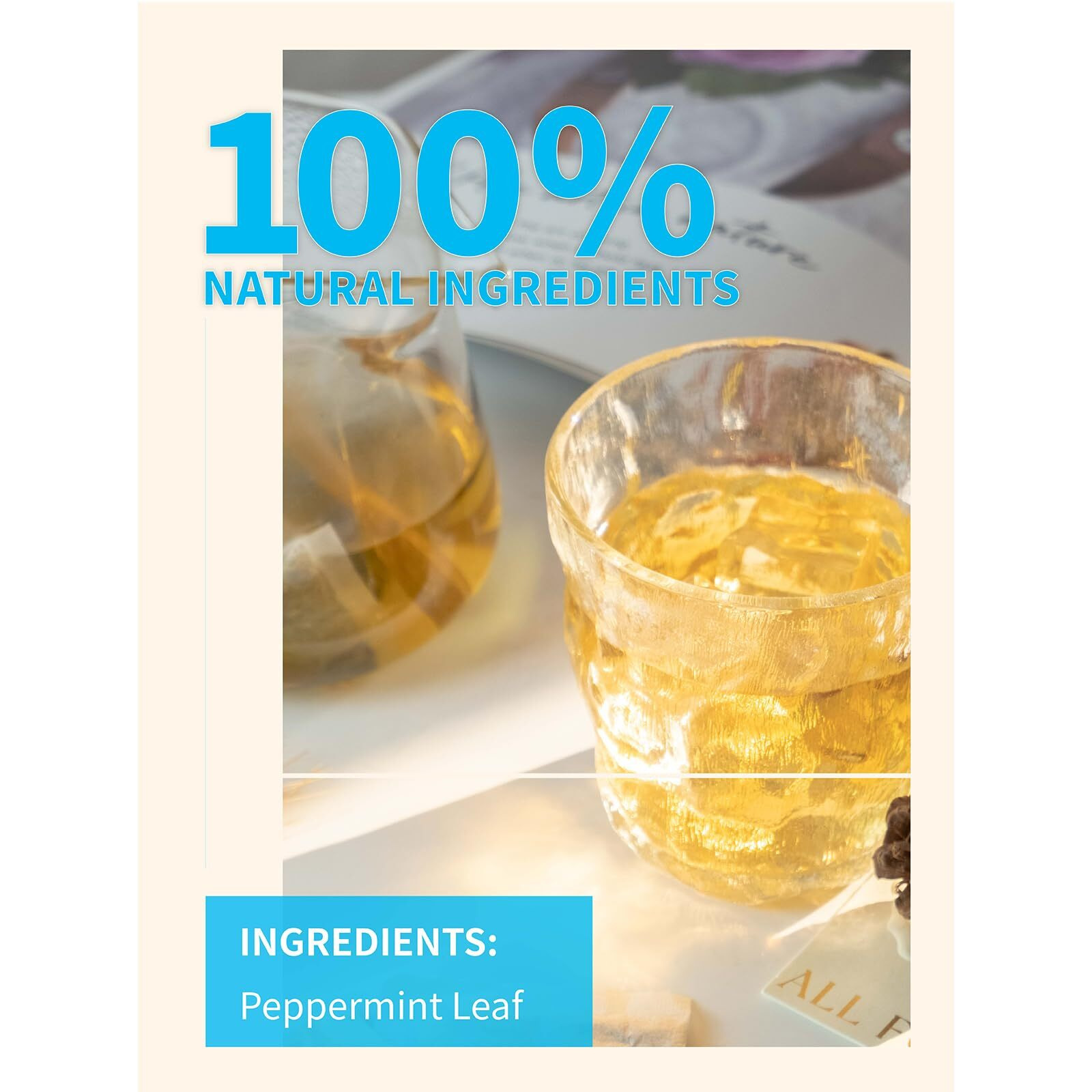 Teelux Peppermint Tea Bags, Natural Peppermint Herbal Tea, Refreshing & Soothing Mint Tea, Caffeine Free, 100 Count