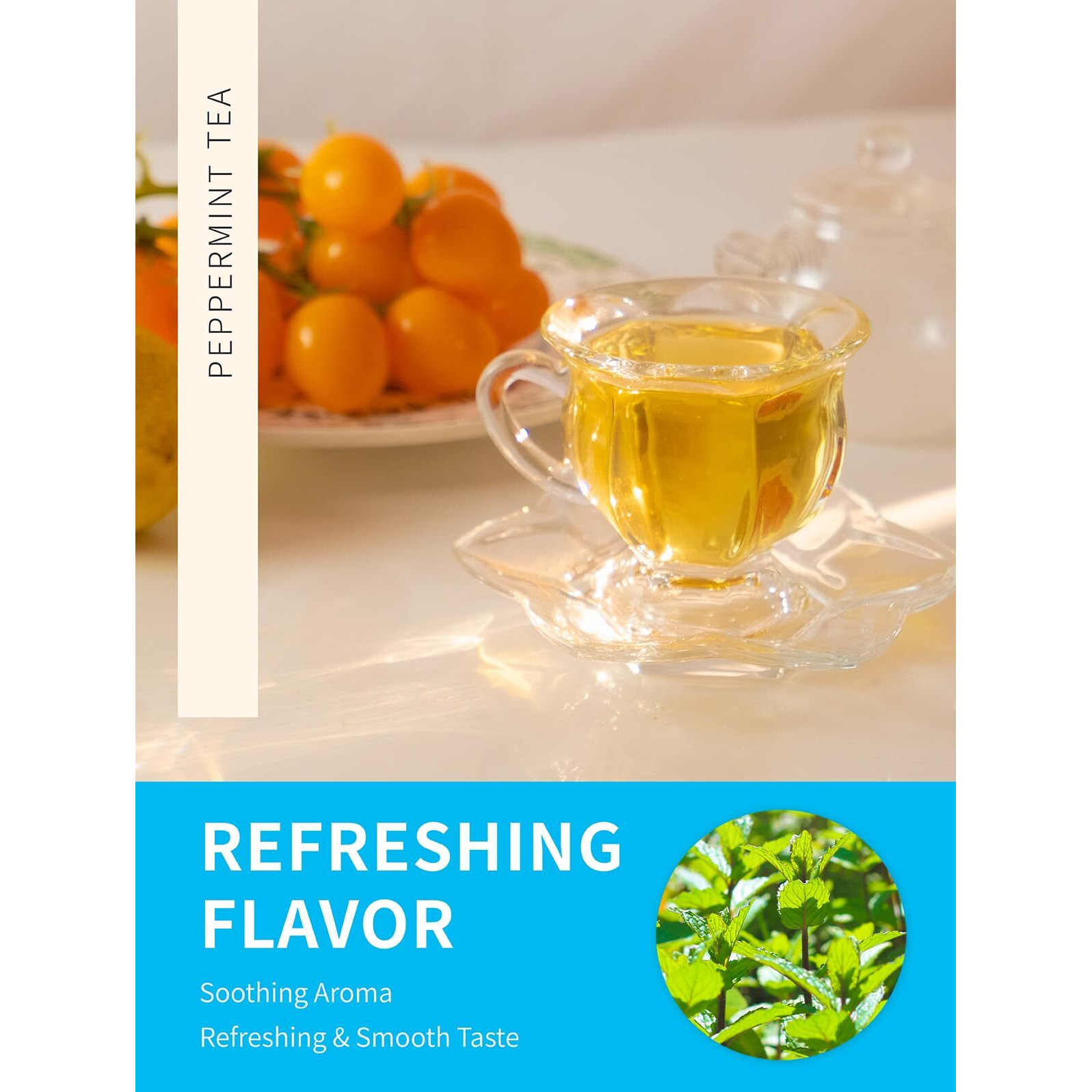 Teelux Peppermint Tea Bags, Natural Peppermint Herbal Tea, Refreshing & Soothing Mint Tea, Caffeine Free, 100 Count