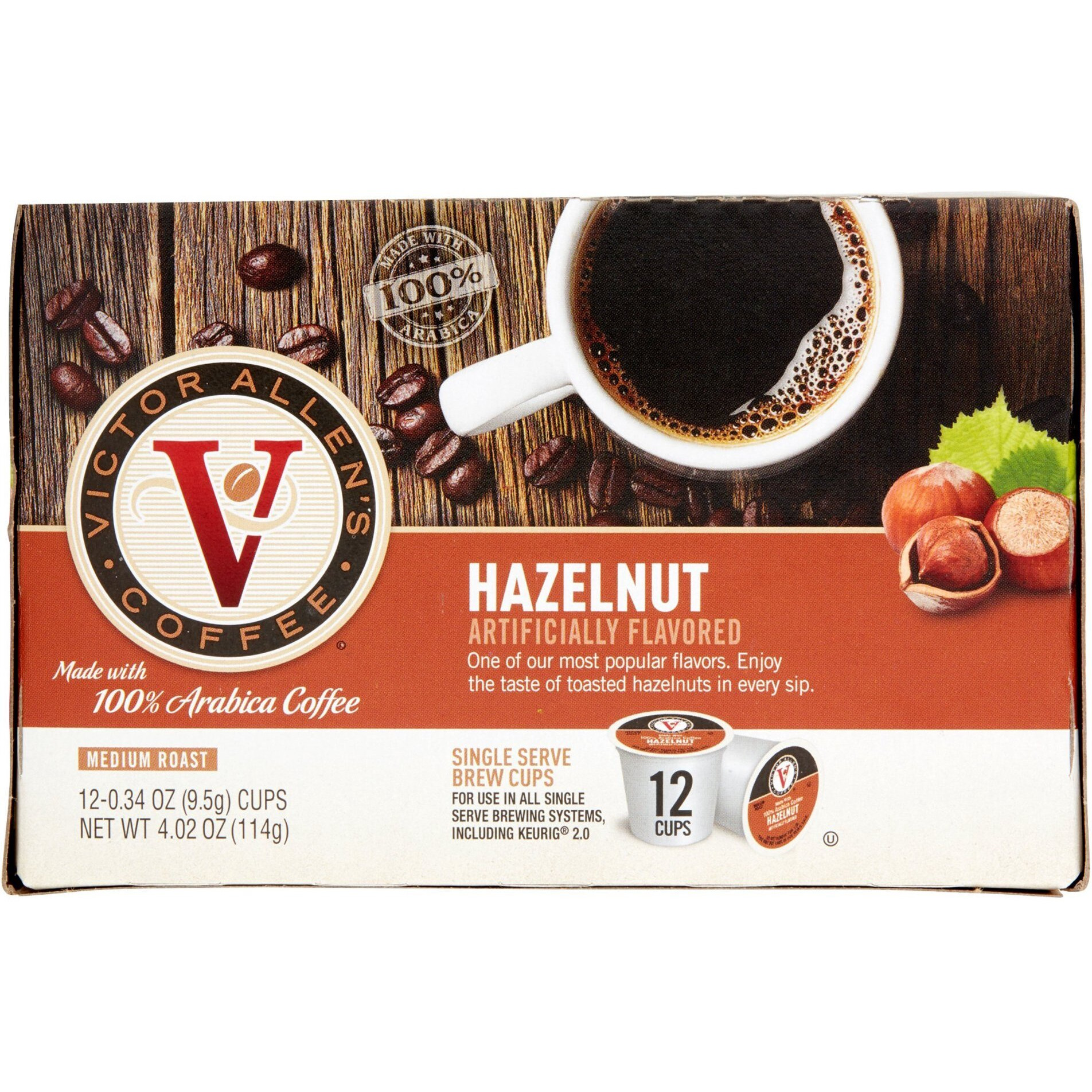 Victor Allen's Coffee Hazelnut Flavored, Medium Roast, 1 Pack - 12 Count, Single Serve Coffee Pods For Keurig K-Cup Brewers
