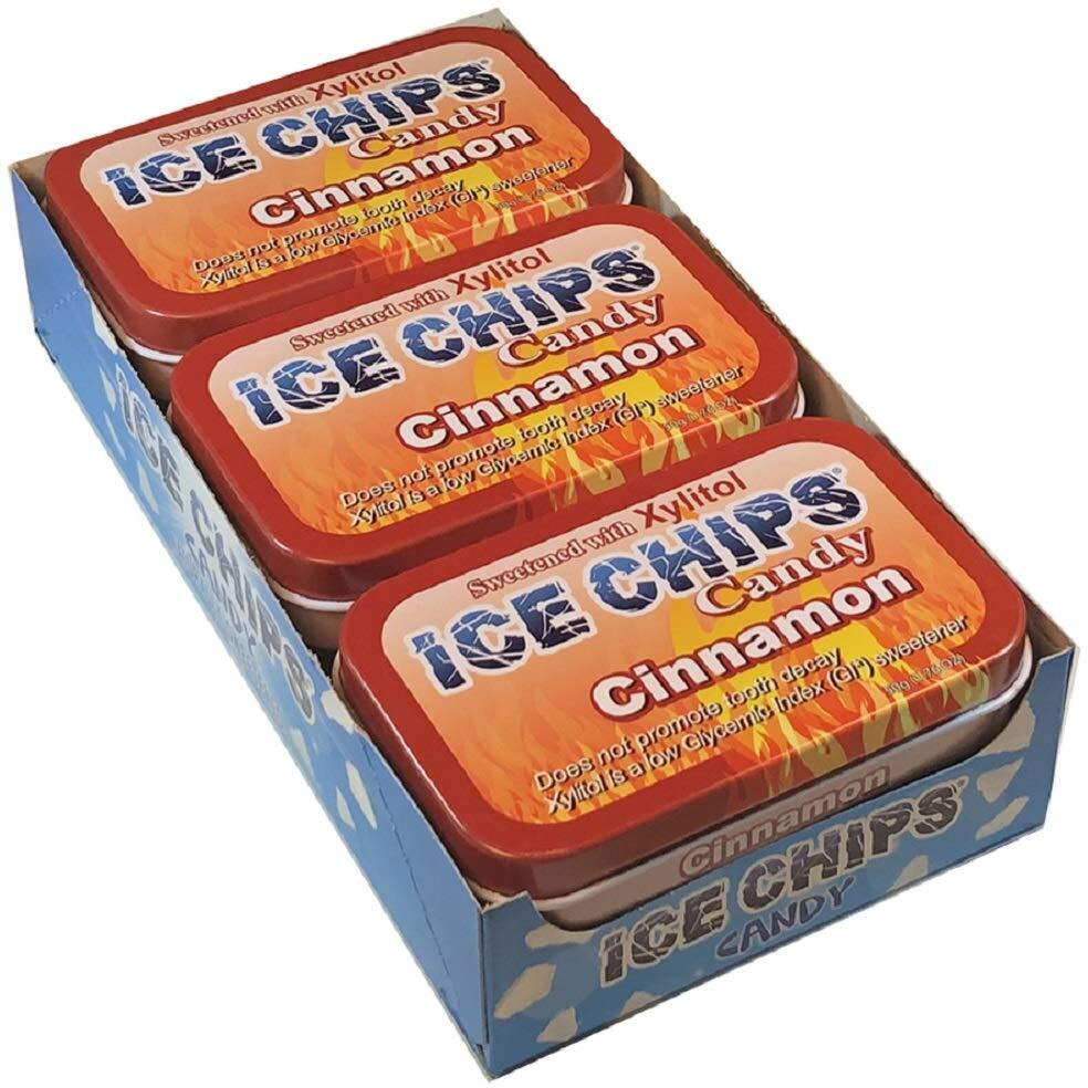 Ice Chips Xylitol Candy Tins (Cinnamon, 6 Pack) - Includes Band As Shown