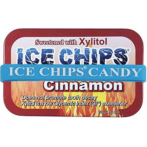 Ice Chips Xylitol Candy Tins (Cinnamon, 6 Pack) - Includes Band As Shown