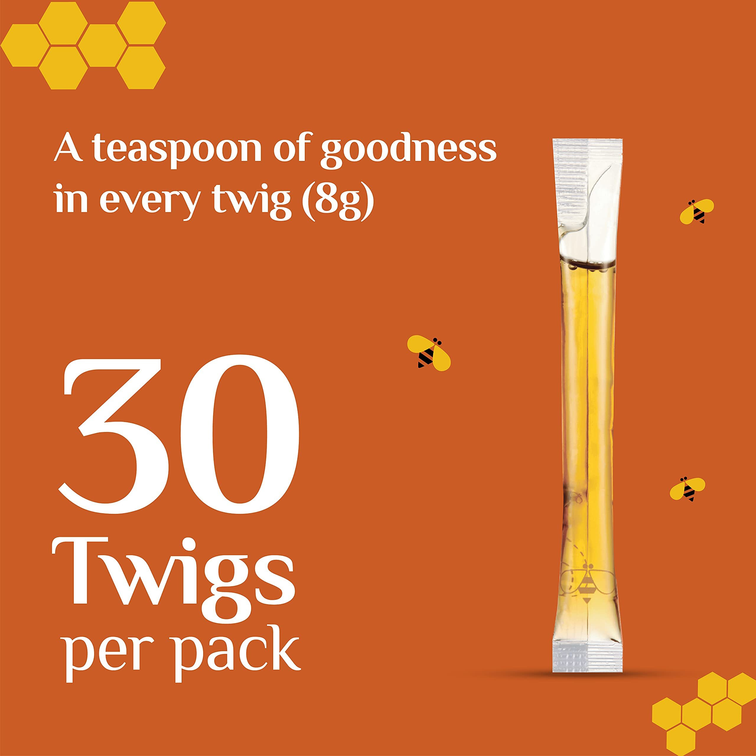 Honey Sticks (By Honey Twigs) - Turmeric Infused Honey To Support Immunity | 30 Count Single Serve Honey Straws - 8.47 Oz Per Pack (8G Per Stick) | Perfect Addition To Green Tea, Warm Milk | 100% Natural & Pure, Mess-Free