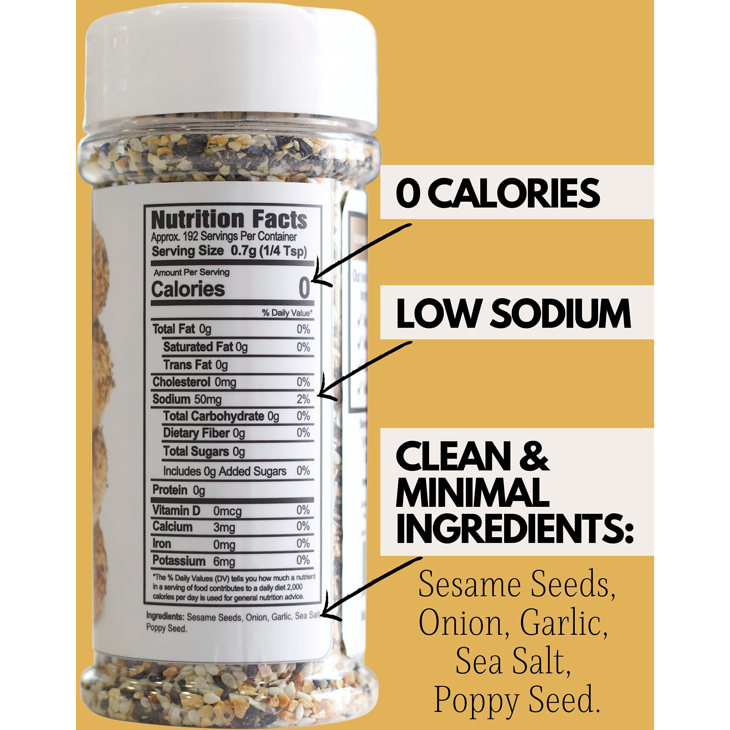 Everything Bagel Seasoning - Gluten Free & Keto Sesame Seeds Blend With Onion, Garlic, Sea Salt & Poppy Seed. Salmon, Sushi, Avocado Toast, Egg, Burger, Chicken, Poultry, Hummus & Salad Topping 5.2Oz