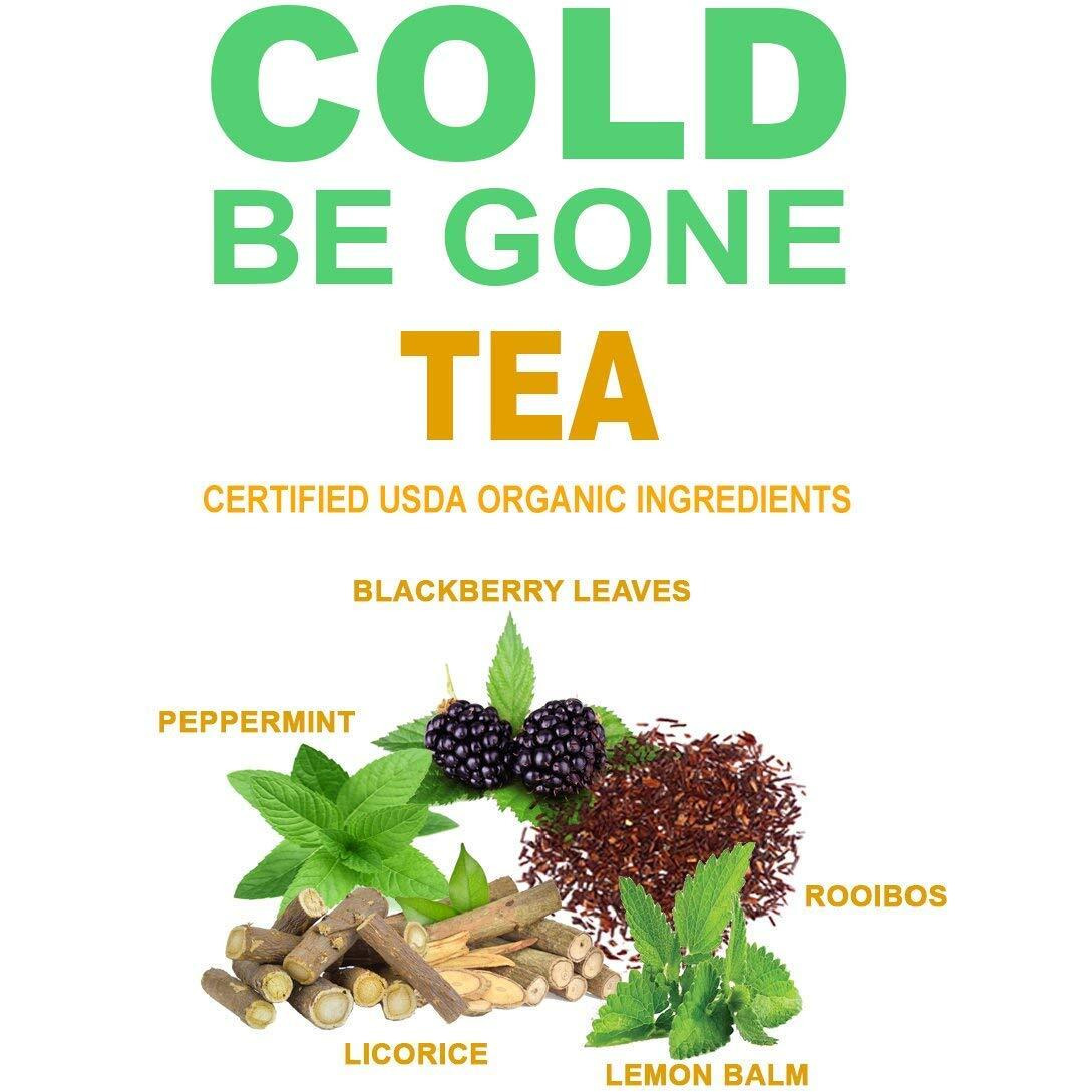 Secrets Of Tea Cold Be Gone Tea- -Caffeine Free Immunity Tea- Natural Usda Organic Throat Coat Tea For Cold Relief, Cough, Congestion, Throat, Fever, And Sleep - 20 Count (1 Pack)
