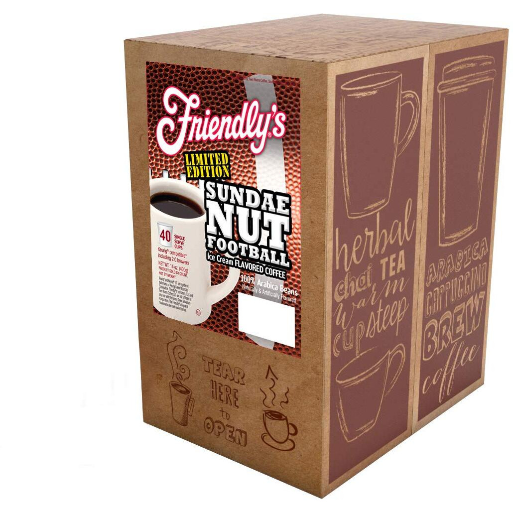 Friendly's Flavored Ice Cream Coffee Pods, Compatible With Keurig K Cup Brewers (Sundae Nut Football, 40 Count)