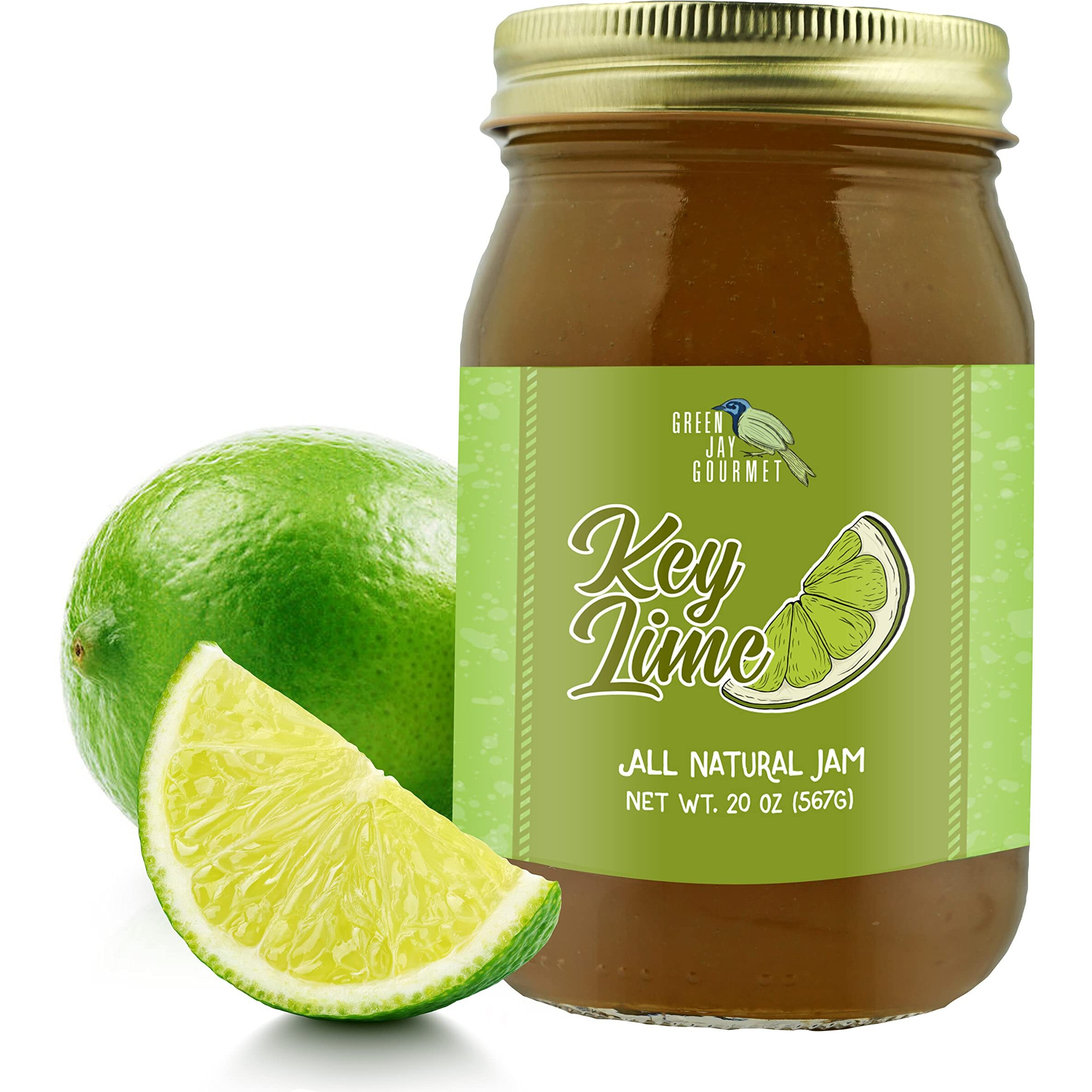 Green Jay Gourmet Key Lime Jam - All-Natural Lime Jam - Key Lime Pie Filling & Dessert Topping - Vegan, Gluten Free Jam - Contains No Preservatives Or Corn Syrup - Made In Usa Lime Jelly - 19 Ounces