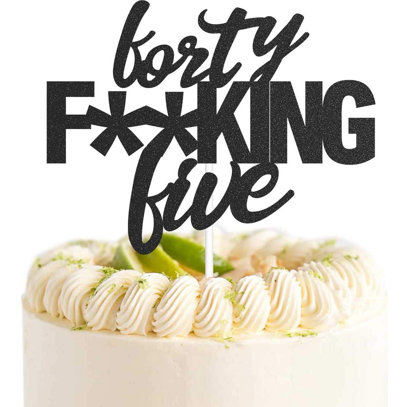 Forty Five Black Glitter Cake Toppers 45 Years Old Birthday Party Decorations Supplies