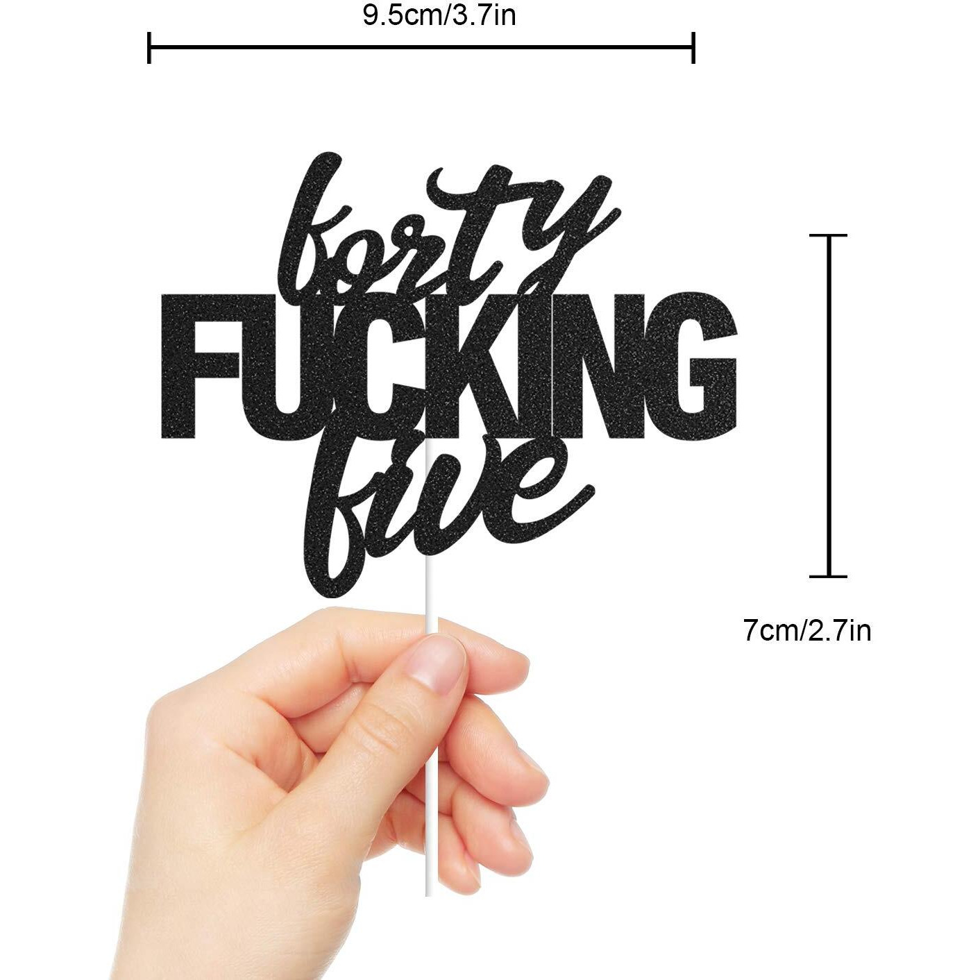 Forty Five Black Glitter Cake Toppers 45 Years Old Birthday Party Decorations Supplies