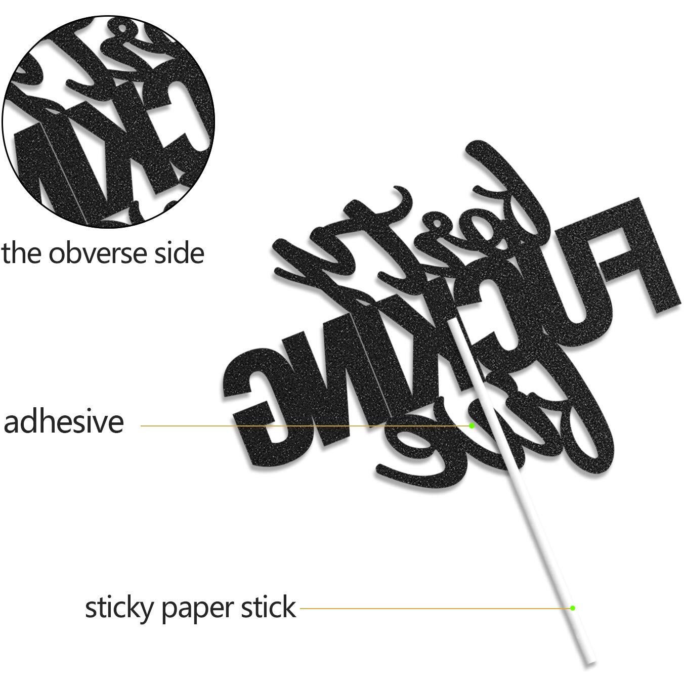 Forty Five Black Glitter Cake Toppers 45 Years Old Birthday Party Decorations Supplies