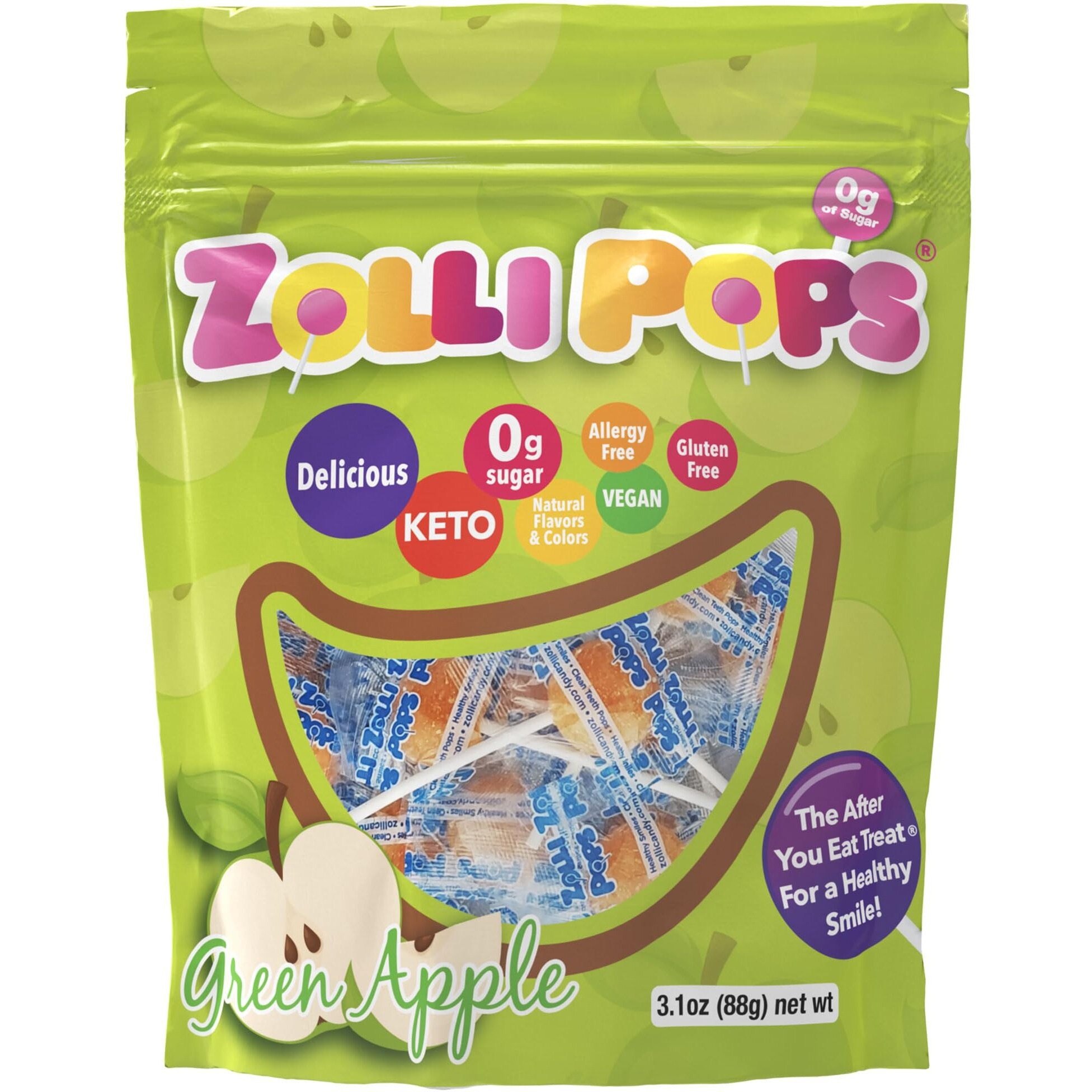 Zollipops Clean Teeth Lollipops, Green Apple, 6.2 Ounce - Enjoy The Crisp And Sweet Taste Of Green Apple In A Dental-Friendly Lollipop For A Healthy And Tasty Snack